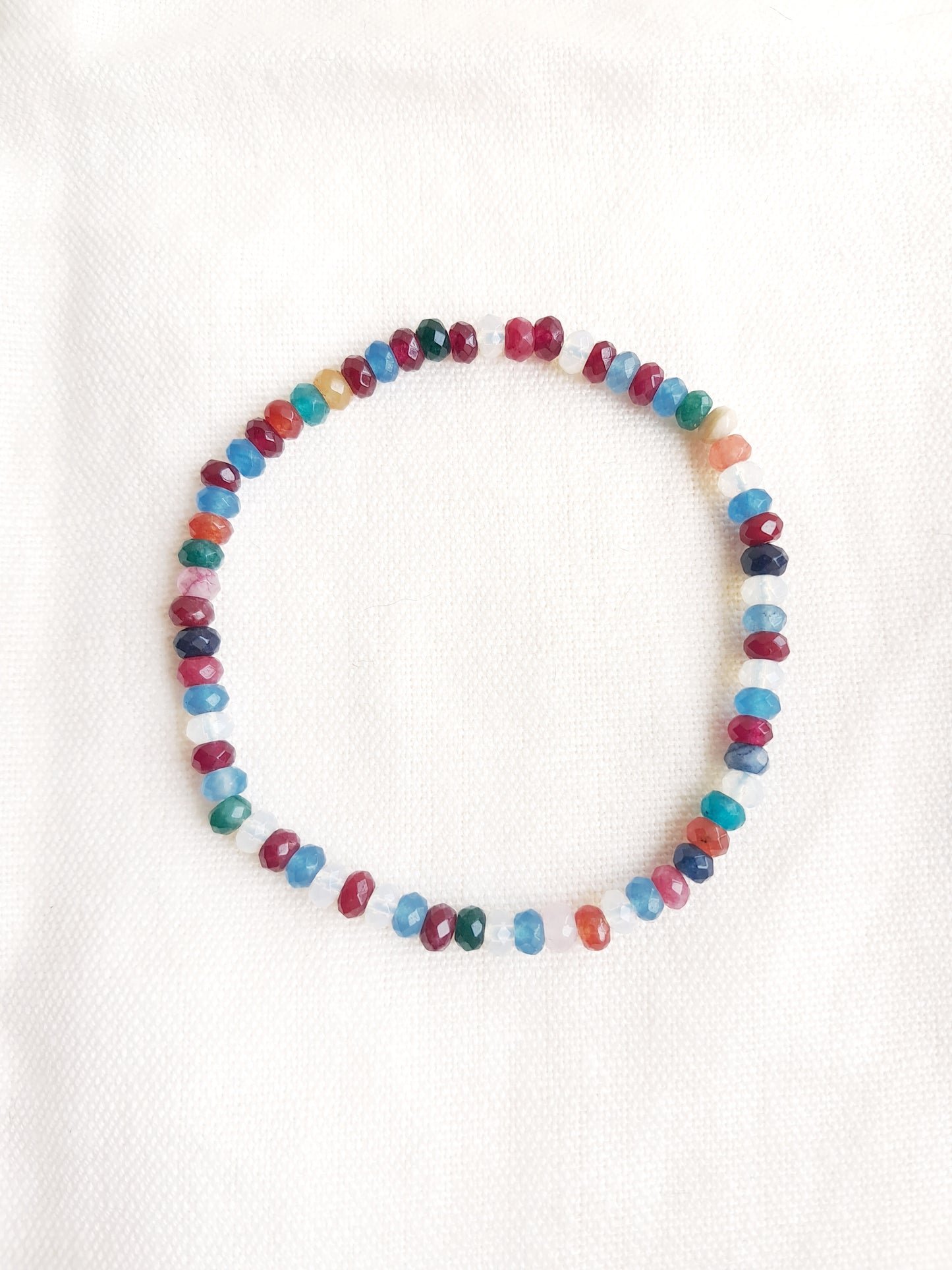 Bracelet en rondelles d'agate multicolore à facettes