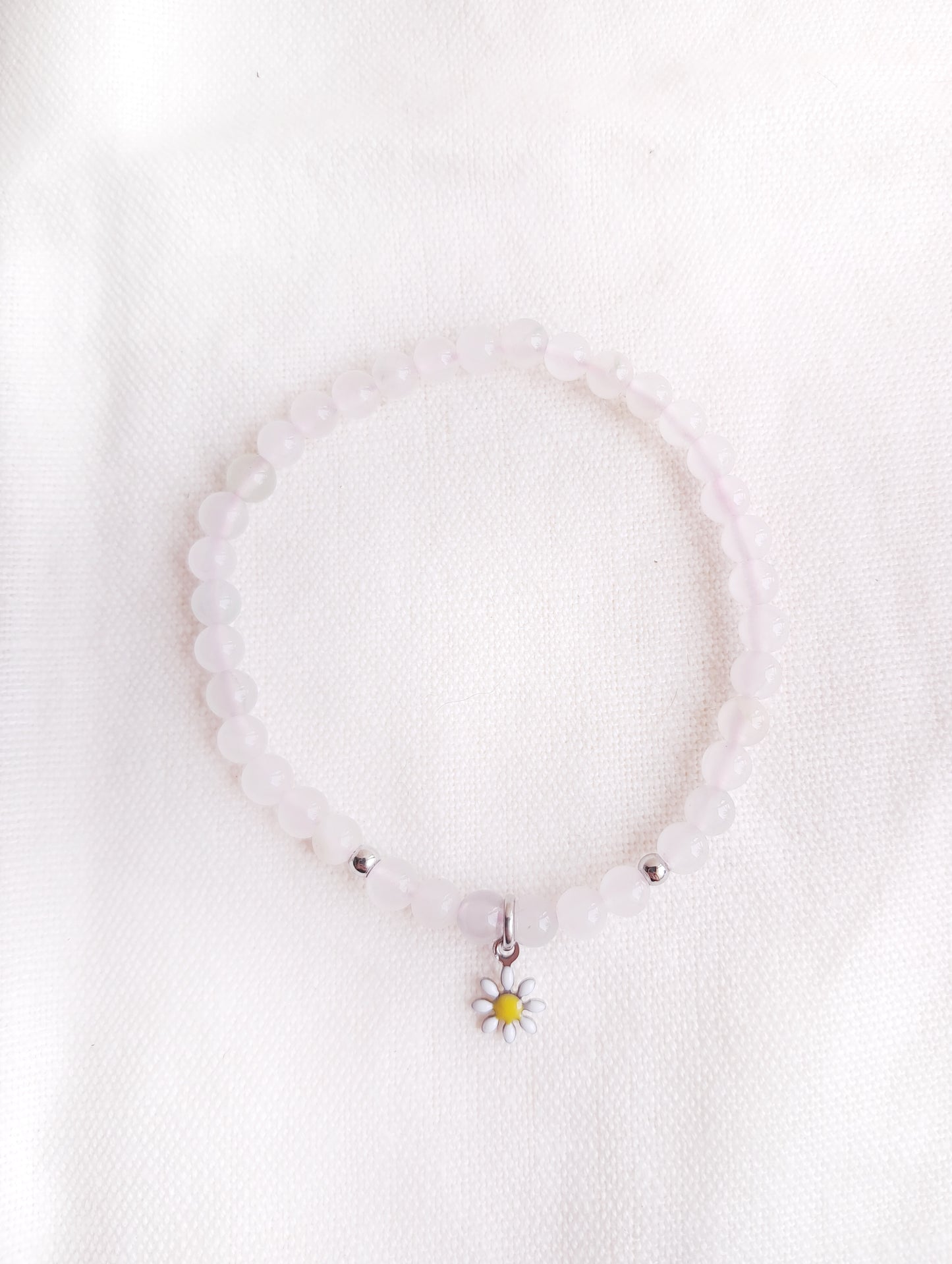Bracelet marguerite en quartz rose