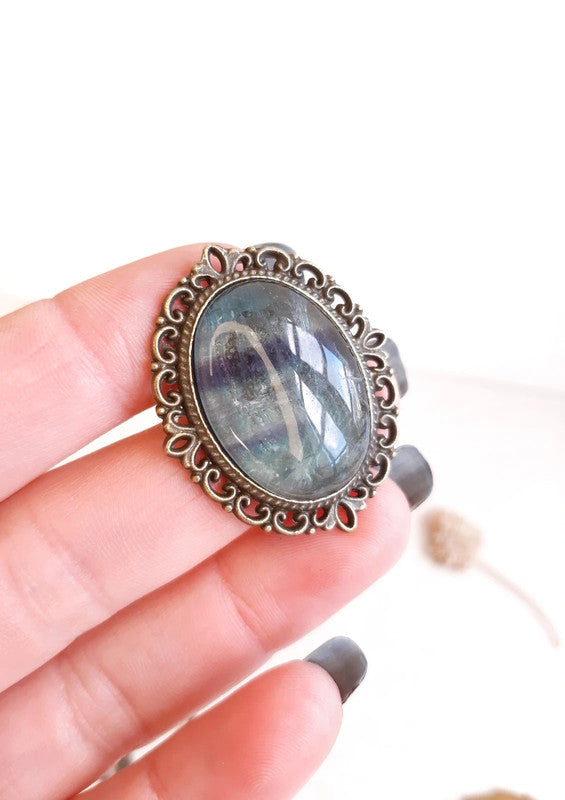 Broche en fluorite naturelle