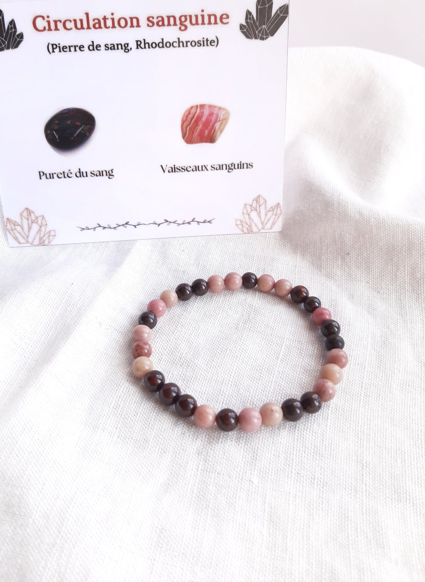 Bracelet et sa carte de lithothérapie