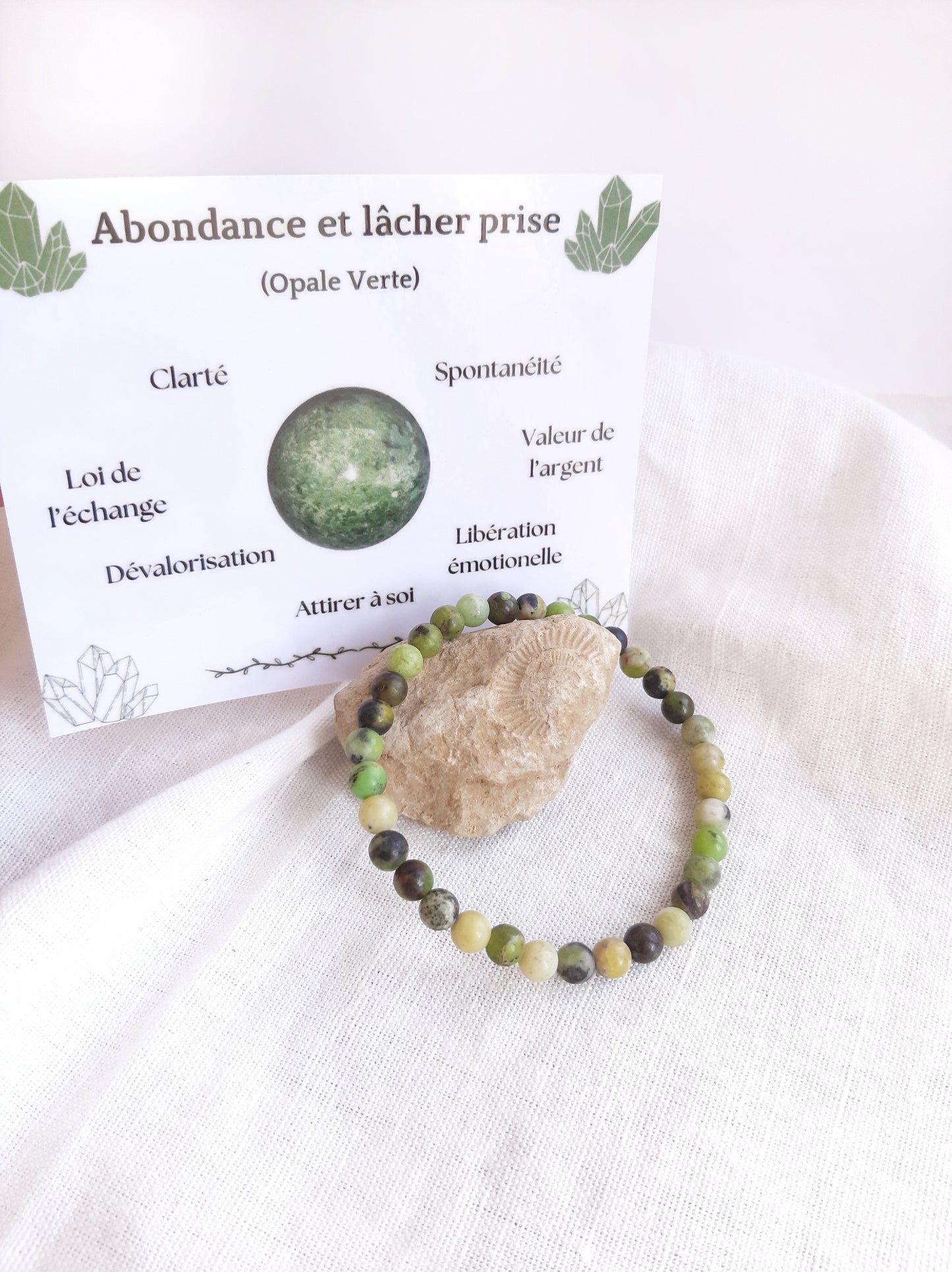 Bracelet et sa carte de lithothérapie