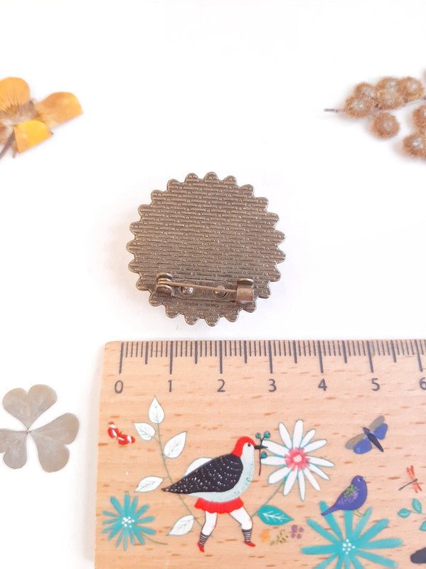 Broche fleur en quartz rose