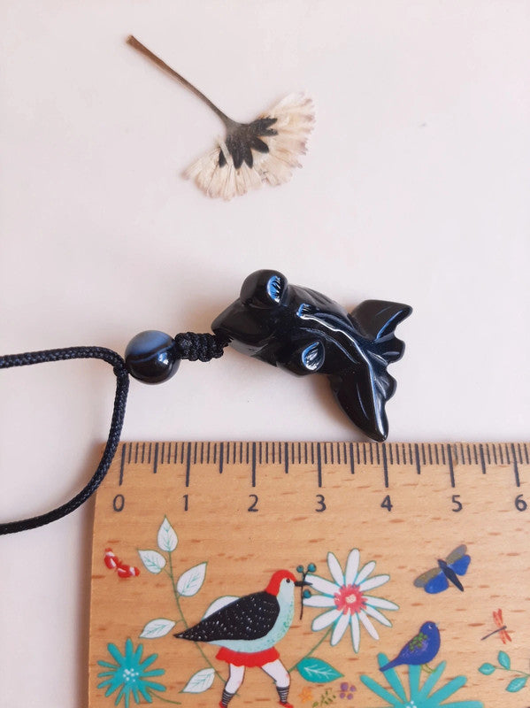 Collier poisson en agate noire
