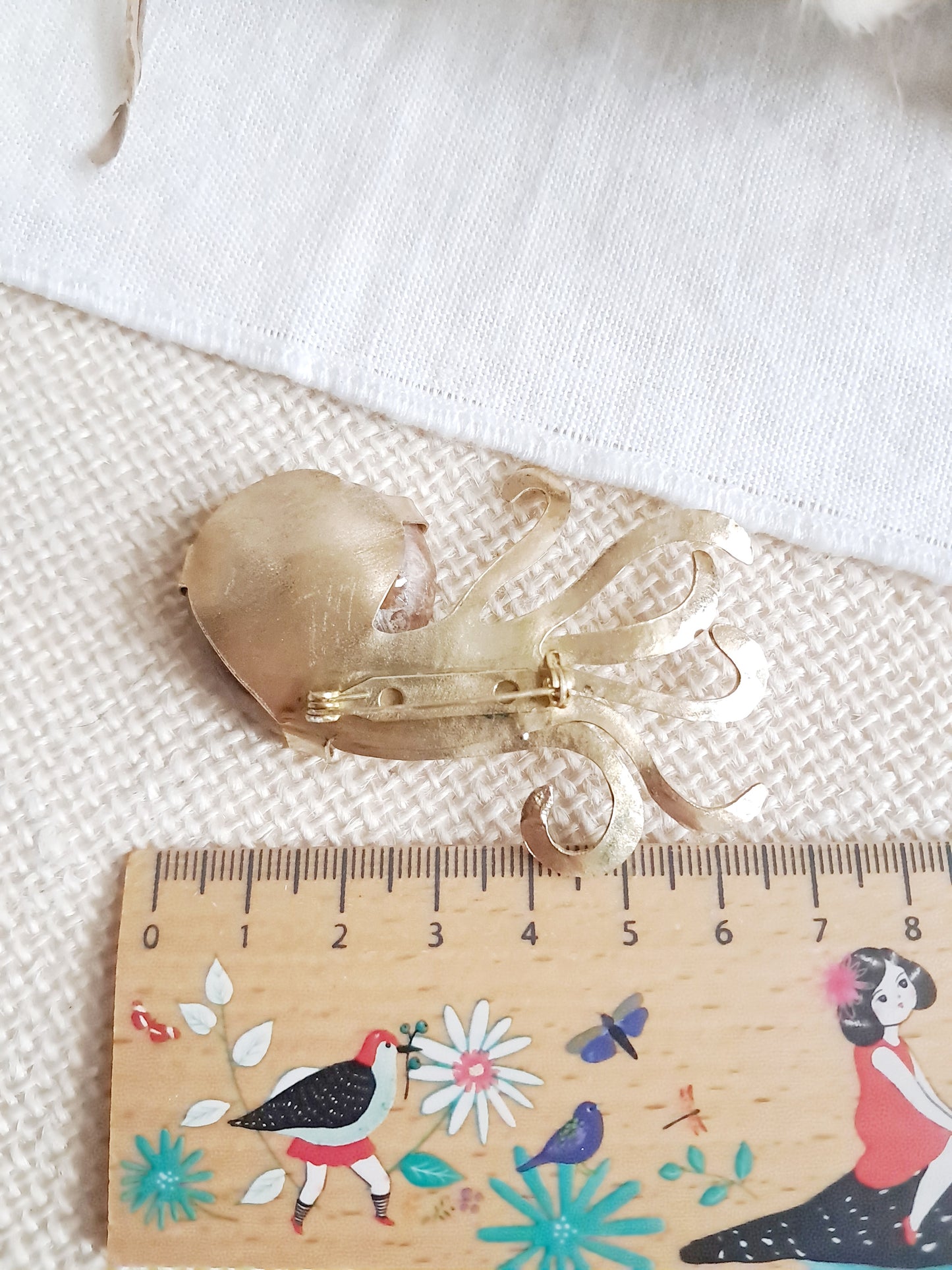 Broche Nautilus en ammonite et laiton