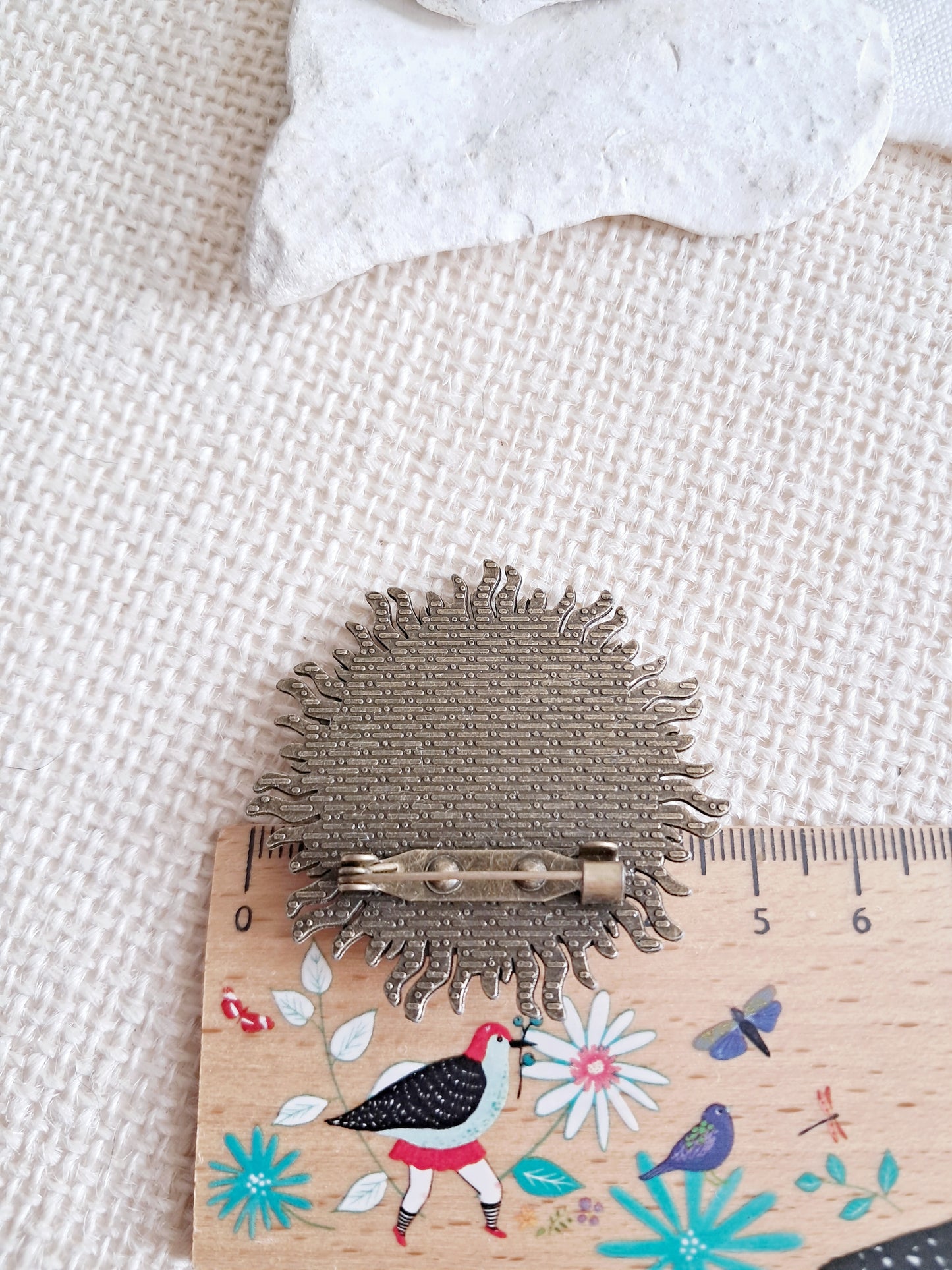 Broche cabochon oiseau Phoenix