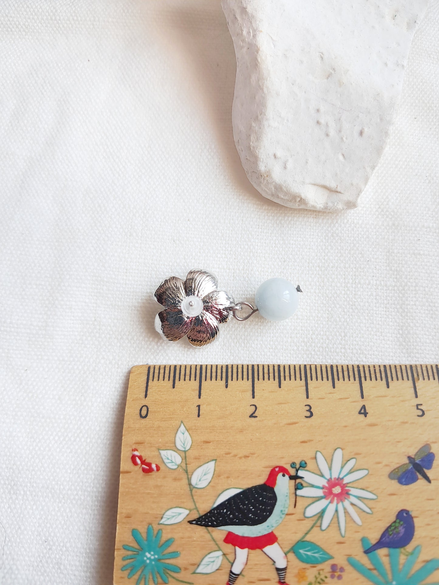 Boucles d'oreilles fleurs de cerisier et aigue-marine