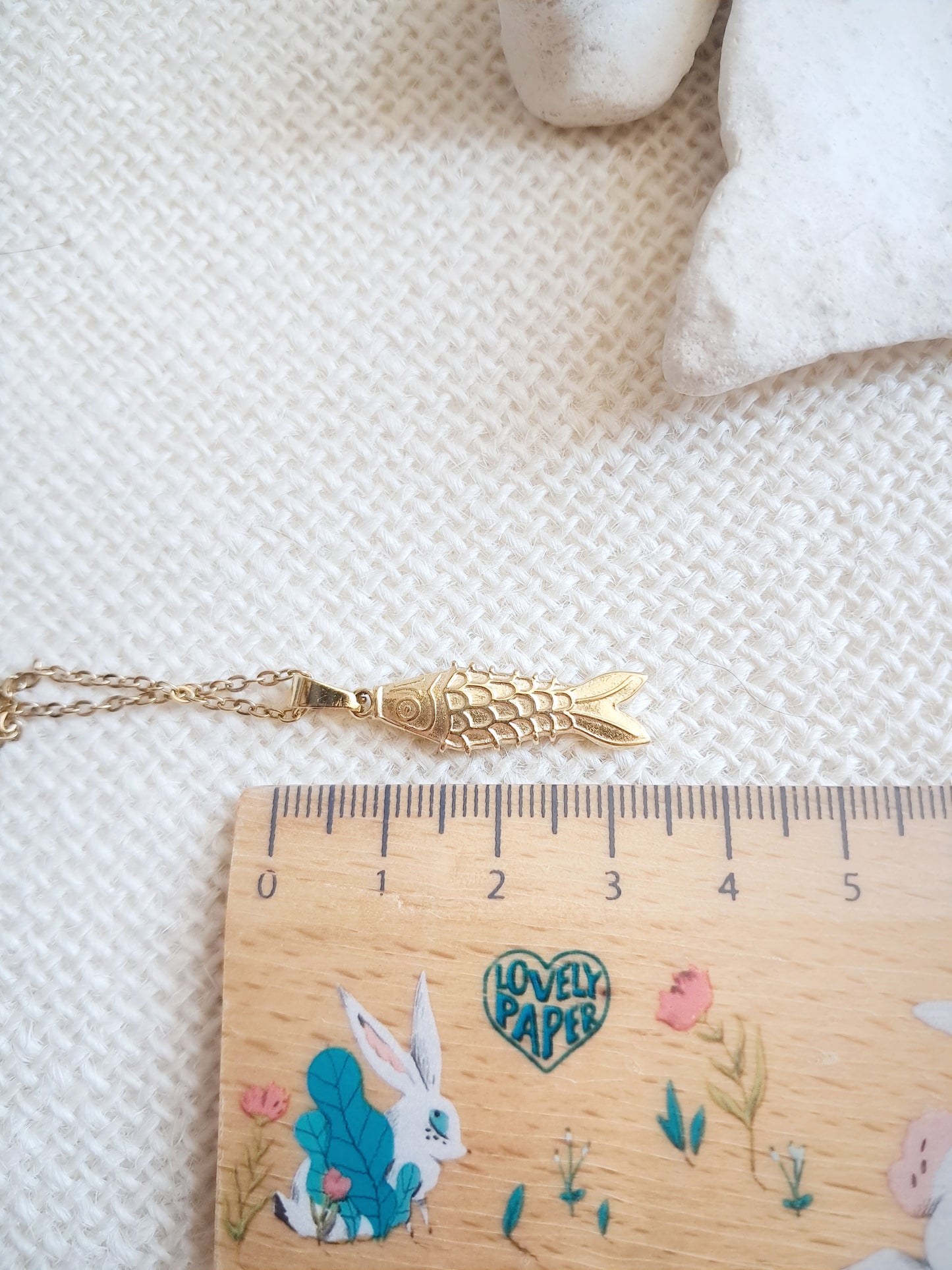 Collier pendentif carpe Koï en acier inoxydable doré