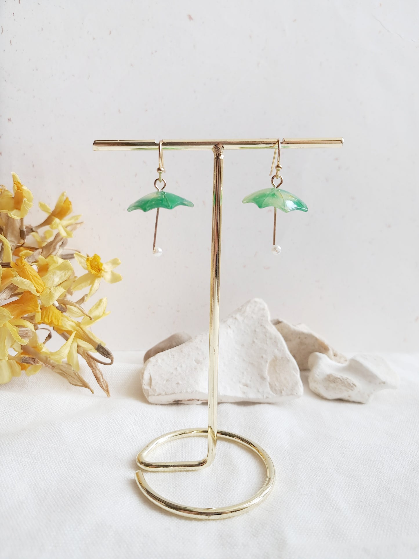 Boucles d'oreilles parapluies verts