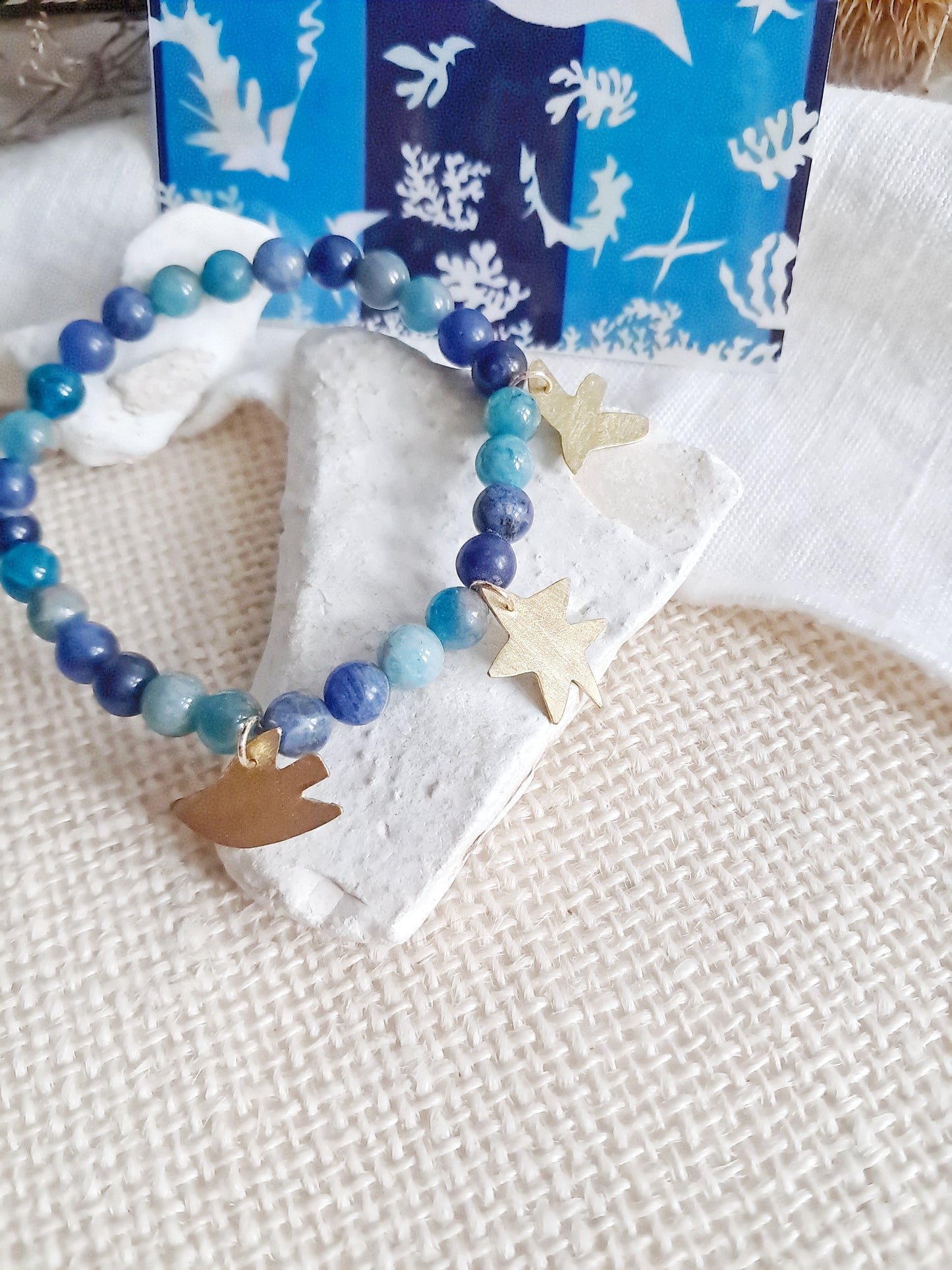 Bracelet Matisse en laiton, apatite et sodalite