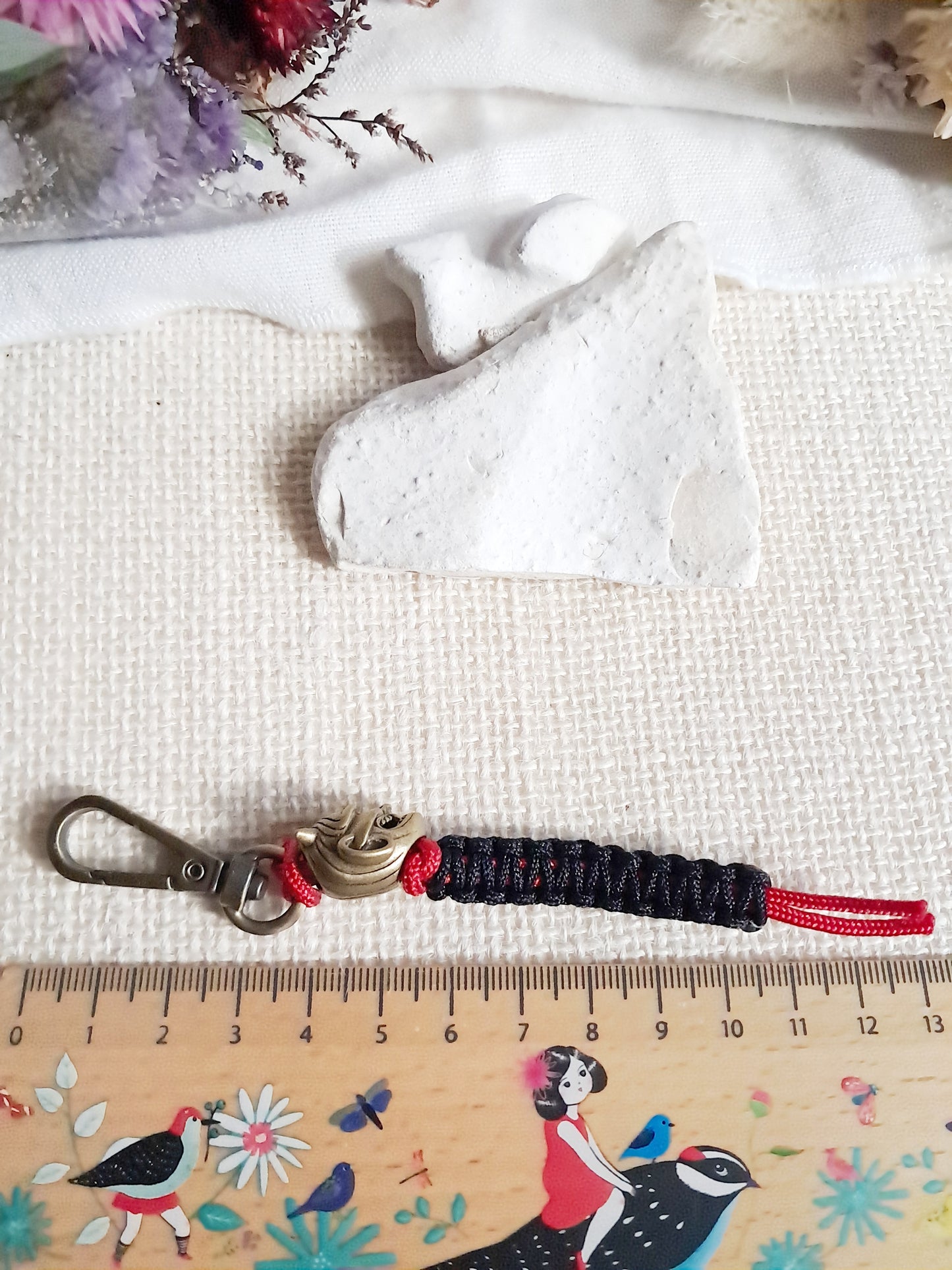 Porte-clés masque oni japonais en laiton