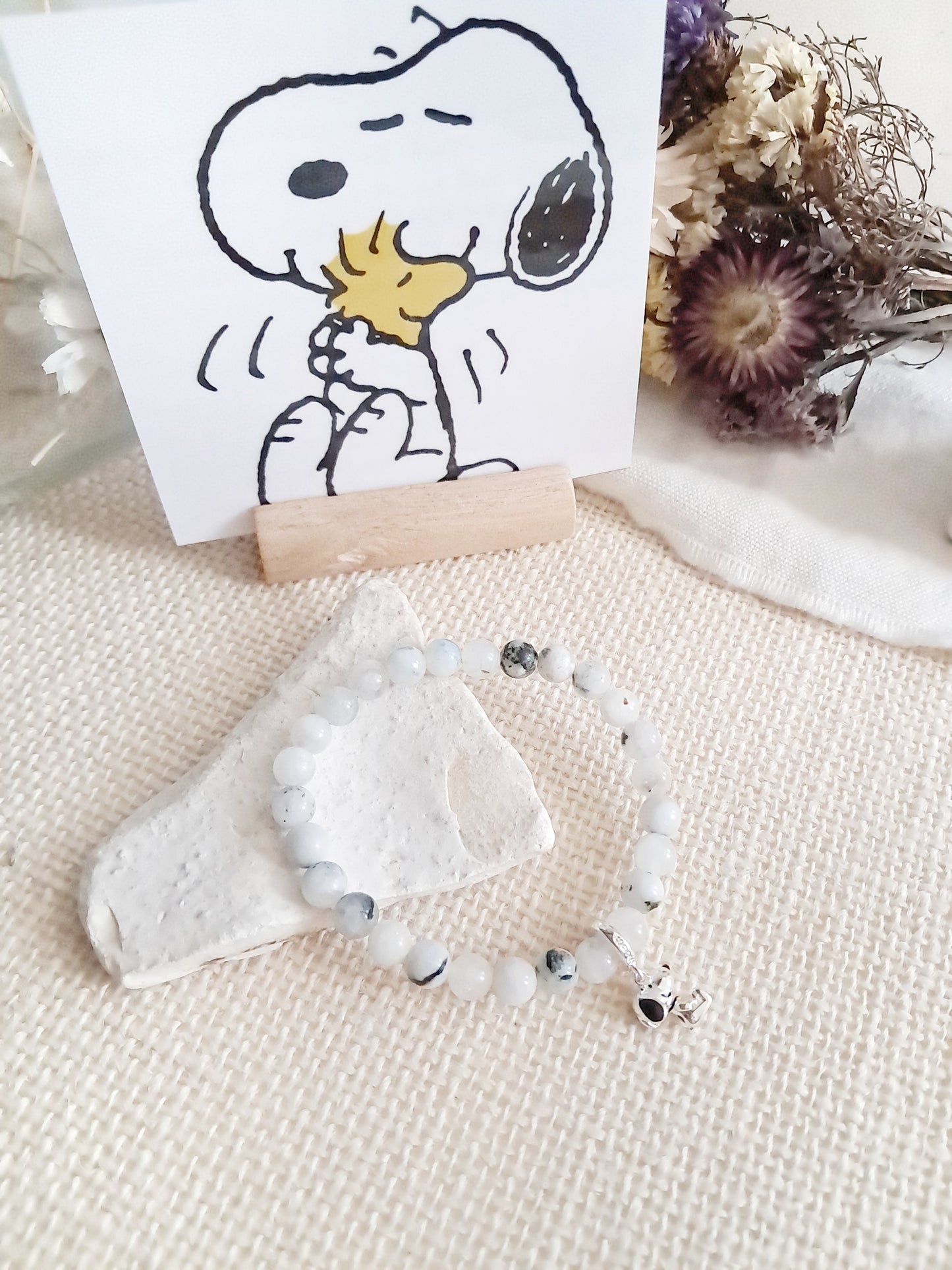 Bracelet Snoopy et Woodstock avec sa breloque en argent 925