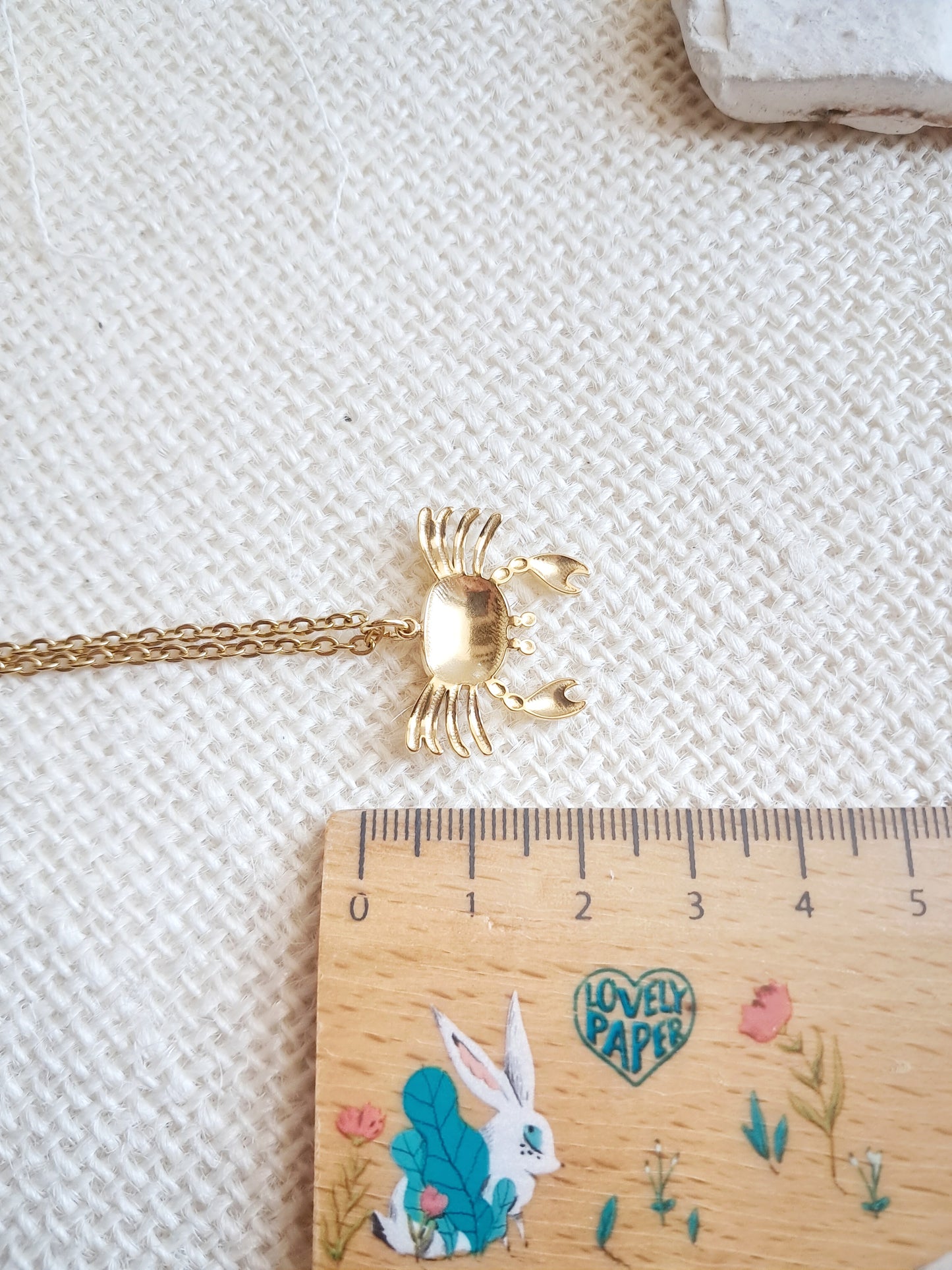 Collier crabe en acier inoxydable doré