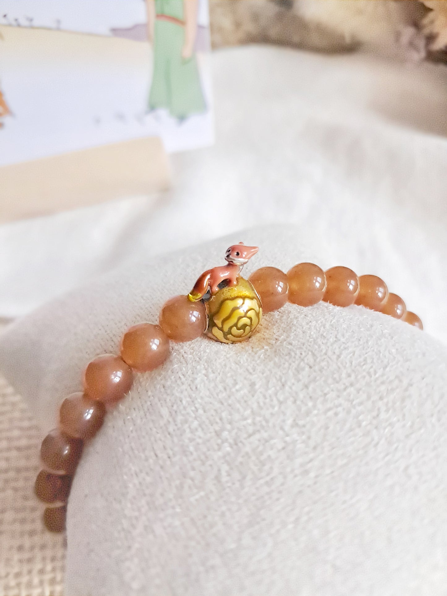 Bracelet renard de l'oeuvre "Le petit prince" avec sa breloque