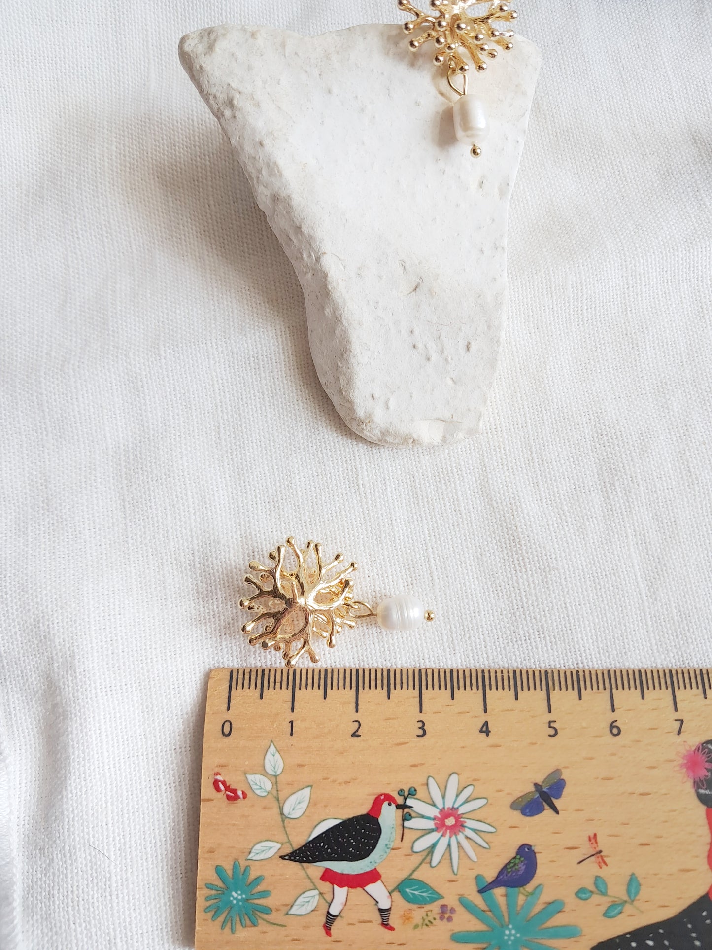 Boucles d'oreilles corail et perles d'eau douce