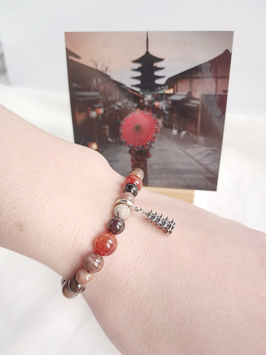 Bracelet "Pagode de Yasaka" avec sa breloque en argent 925