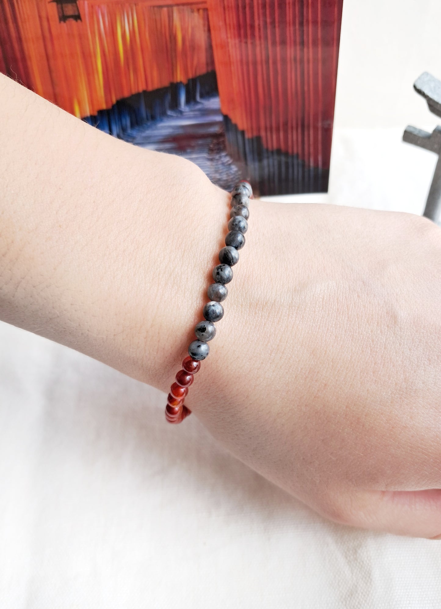 Bracelet en agate pop-corn et spectrolite