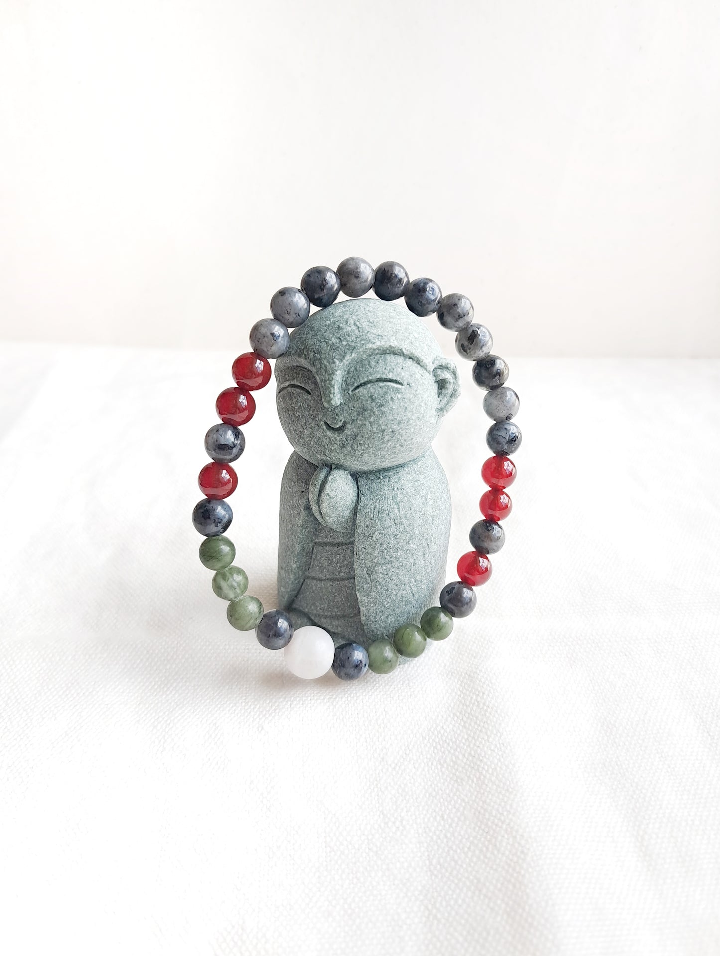 Bracelet en jade, agate, labradorite et chrysocolla