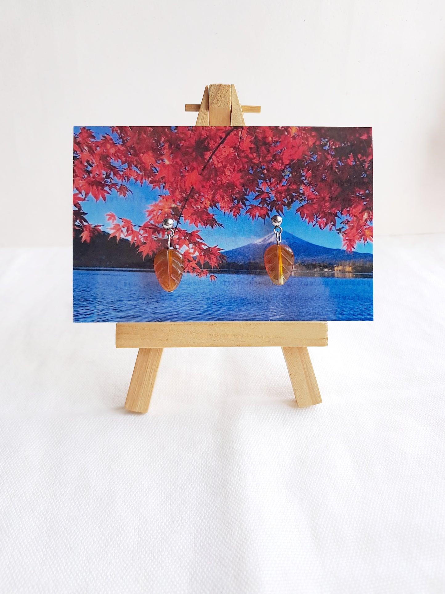 Boucles d'oreilles feuilles du "Mont Fuji d'automne"