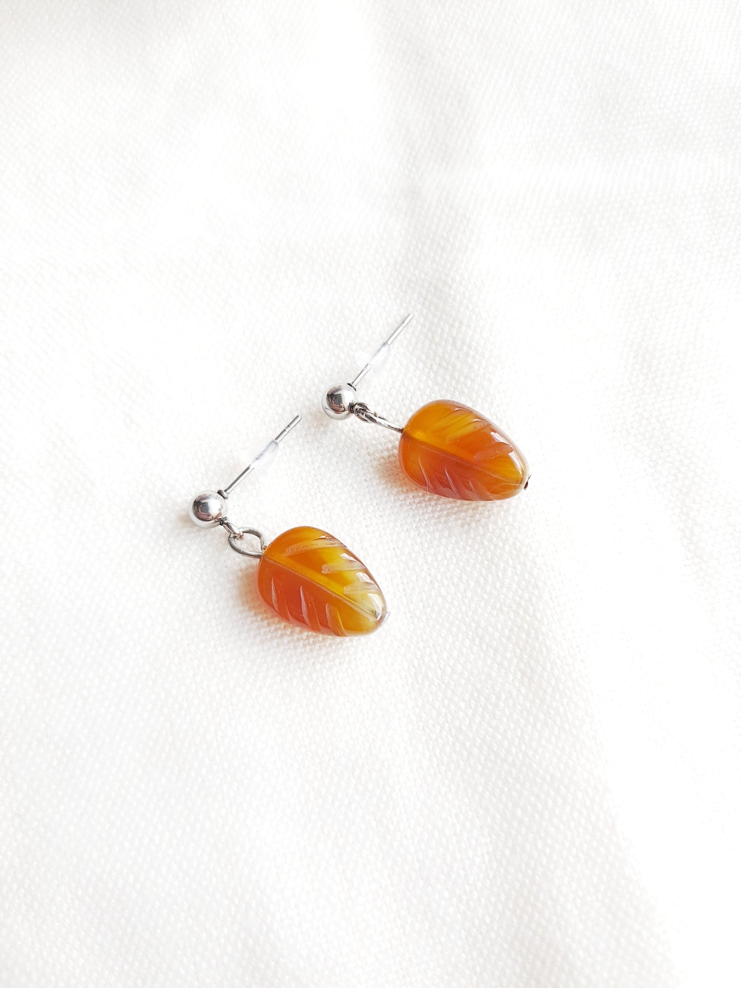 Boucles d'oreilles feuilles du "Mont Fuji d'automne"