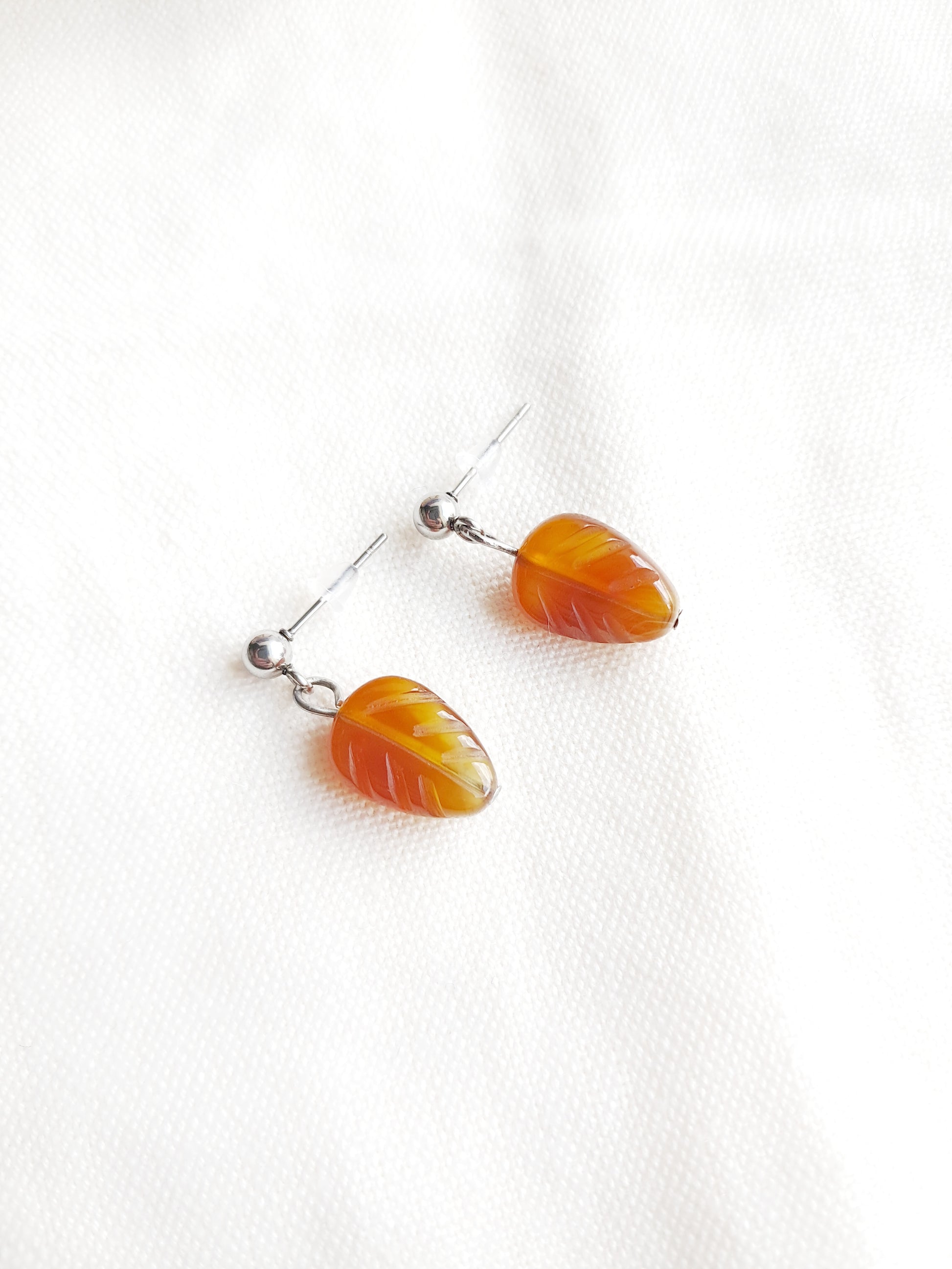 Boucles d'oreilles feuilles du "Mont Fuji d'automne"