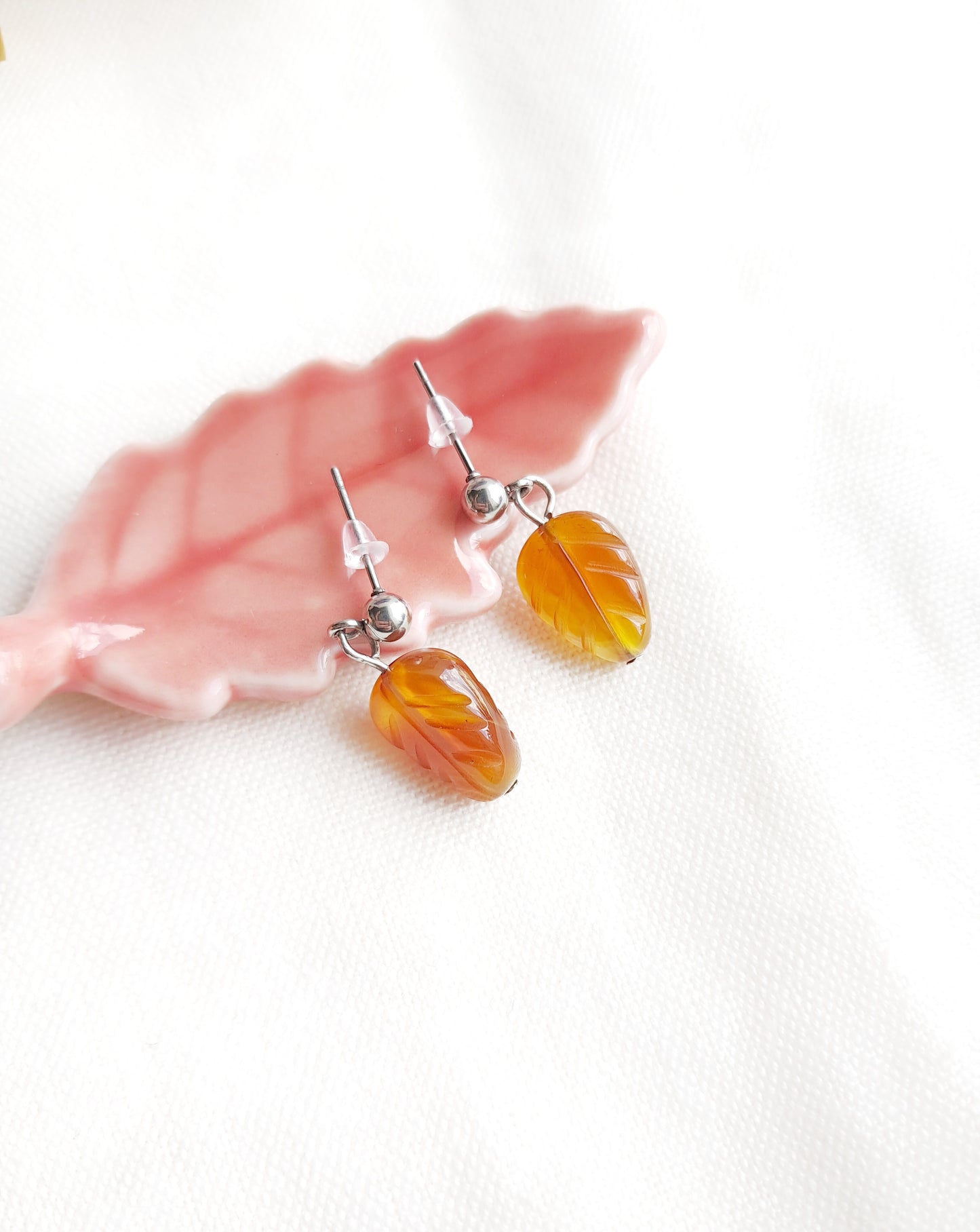 Boucles d'oreilles feuilles du "Mont Fuji d'automne"