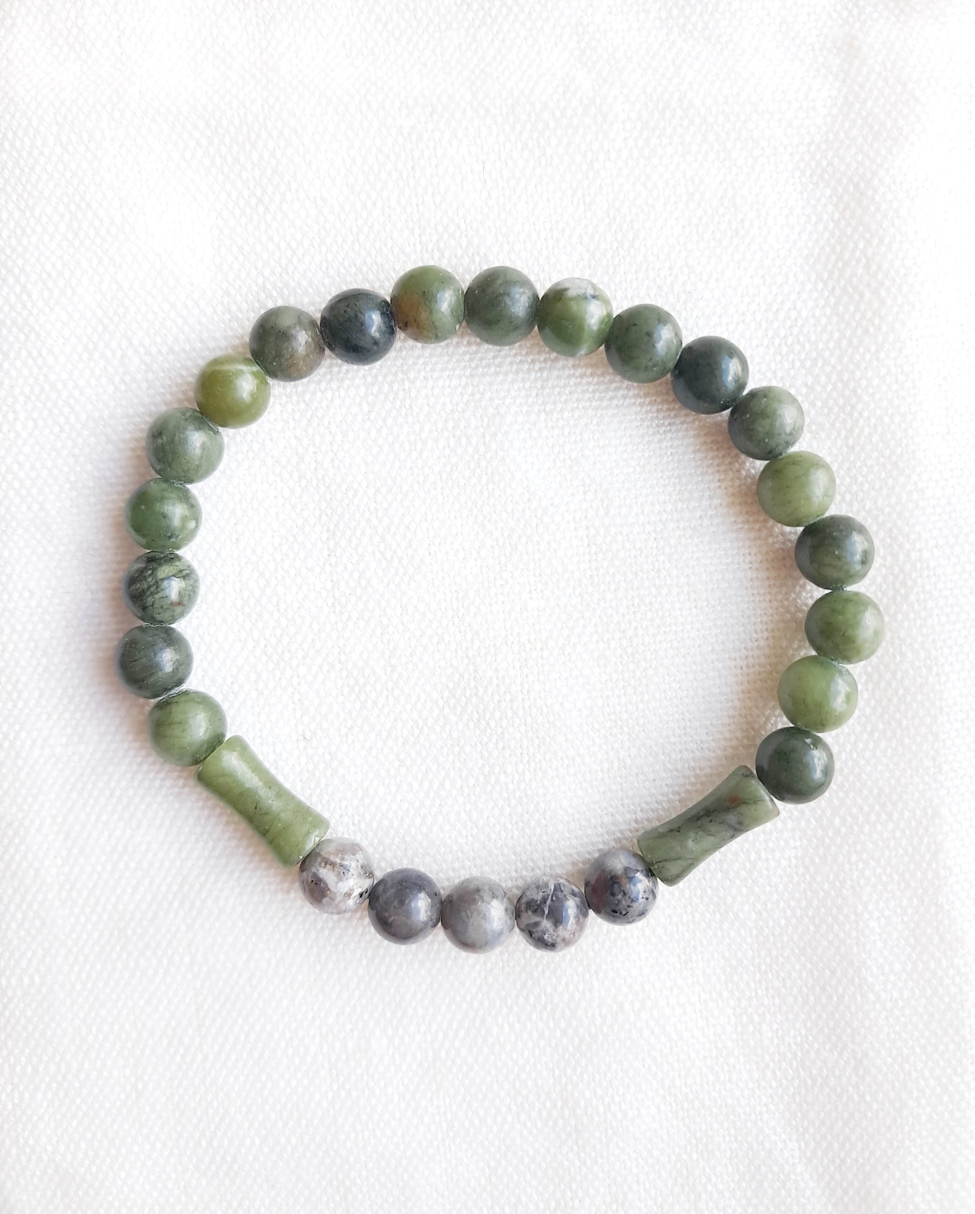 Bracelet en jade et yooperlite