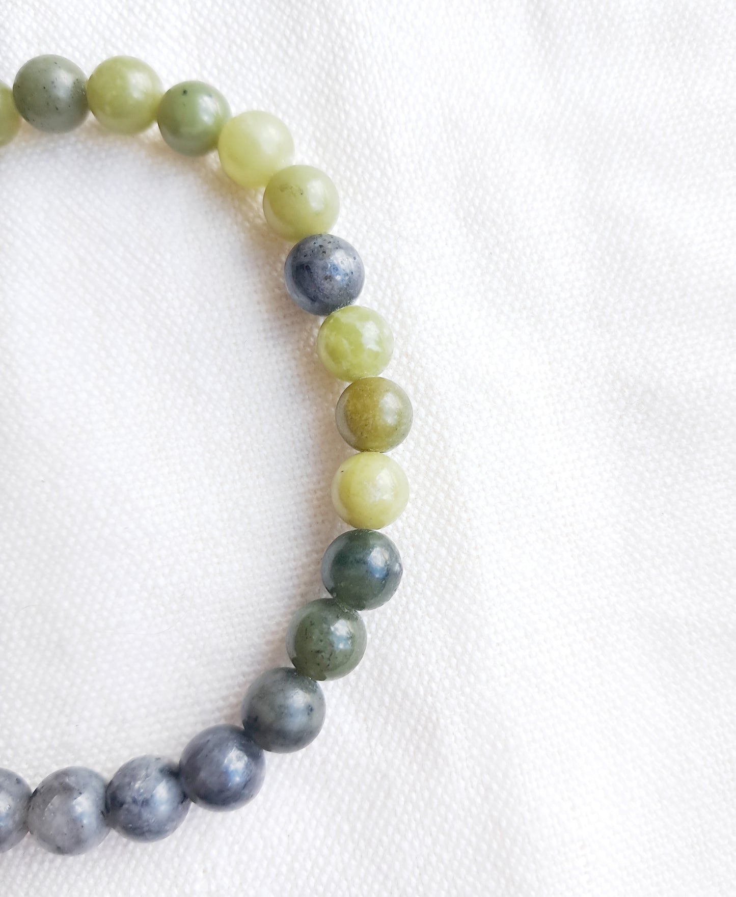 Perles en jade vert et labradorite