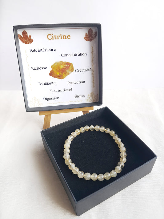 Bracelet de lithothérapie en citrine 6mm