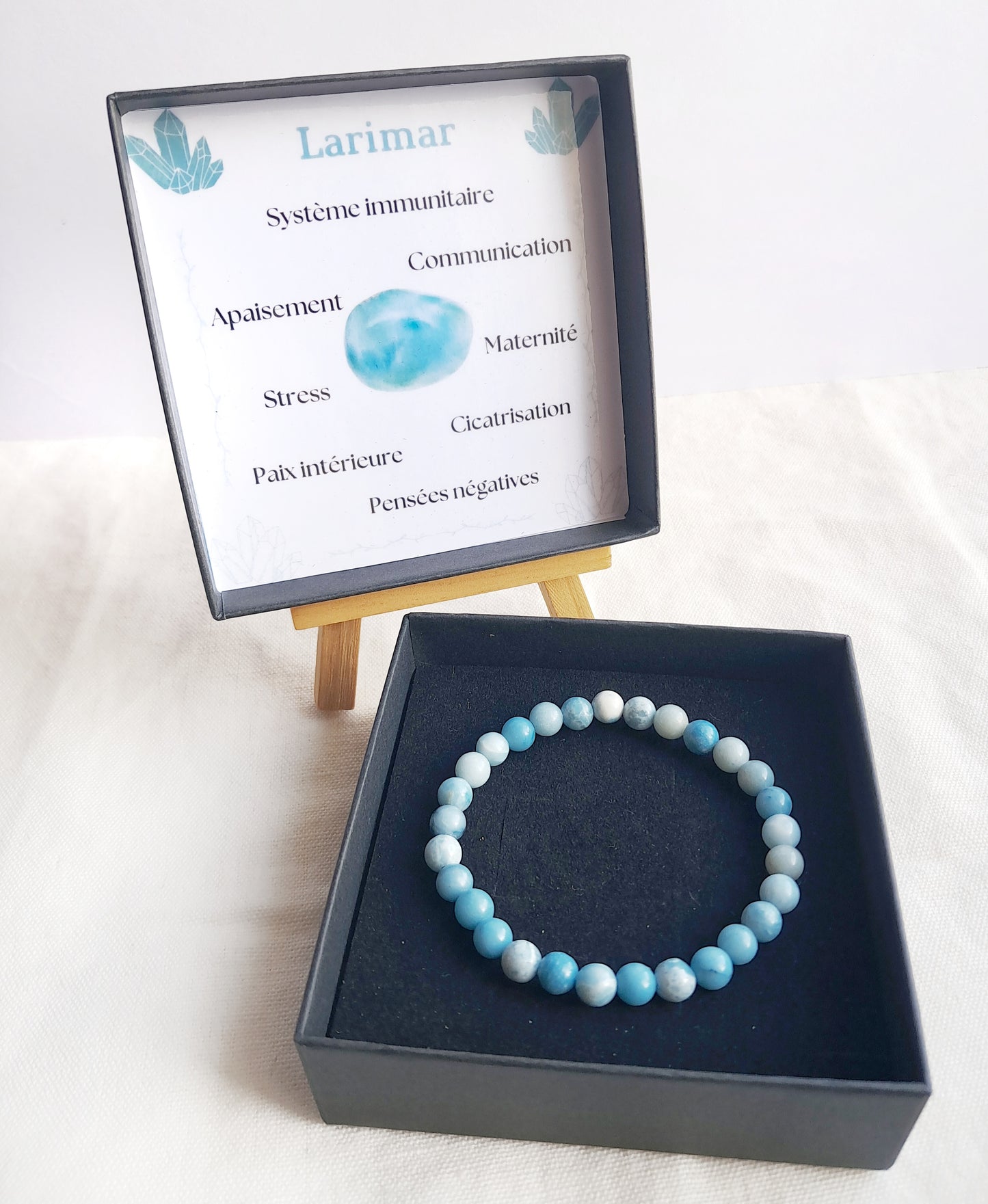 Bracelet de lithothérapie en larimar 6mm