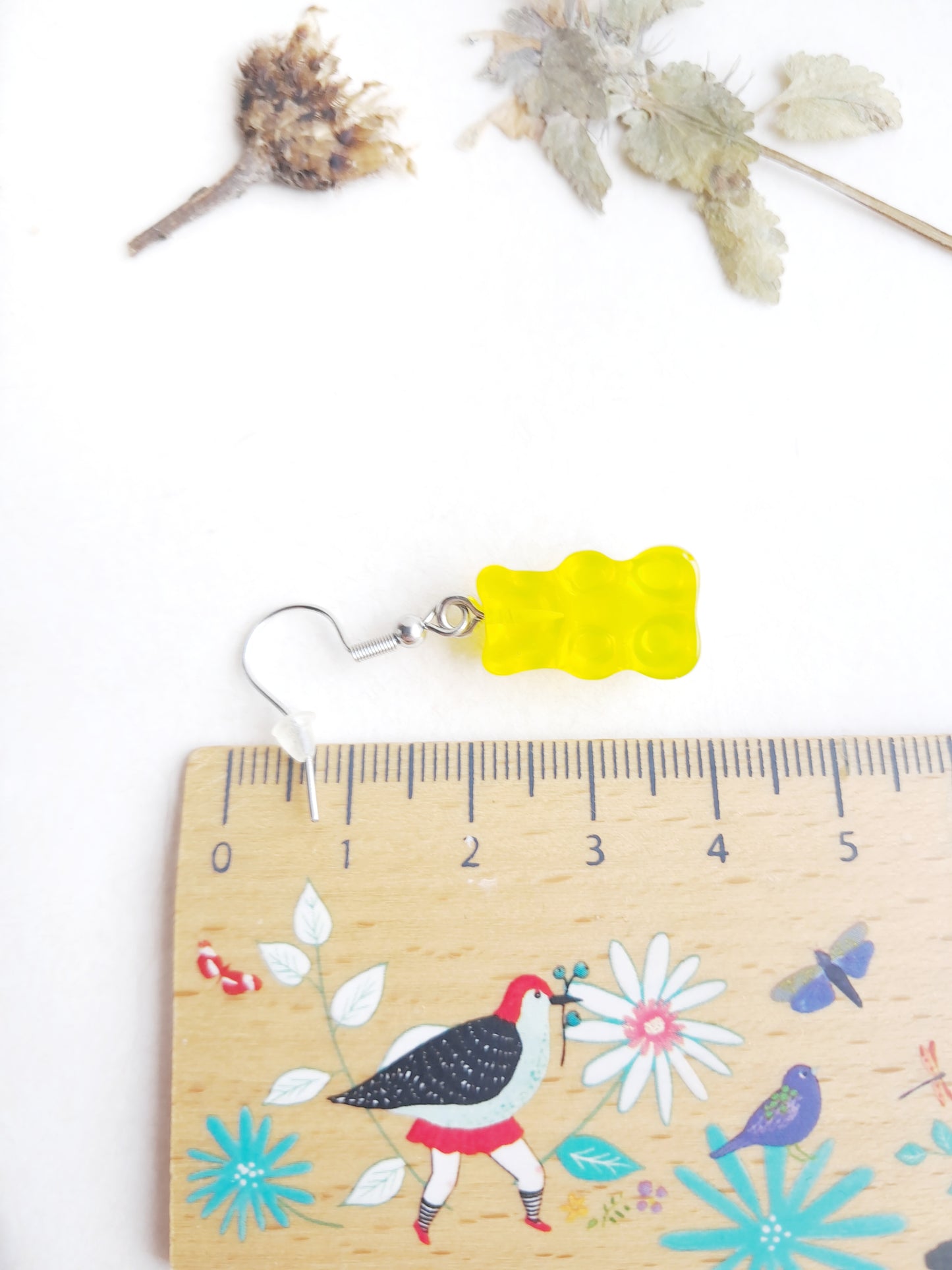 Boucles d'oreilles bonbons nounours jaunes