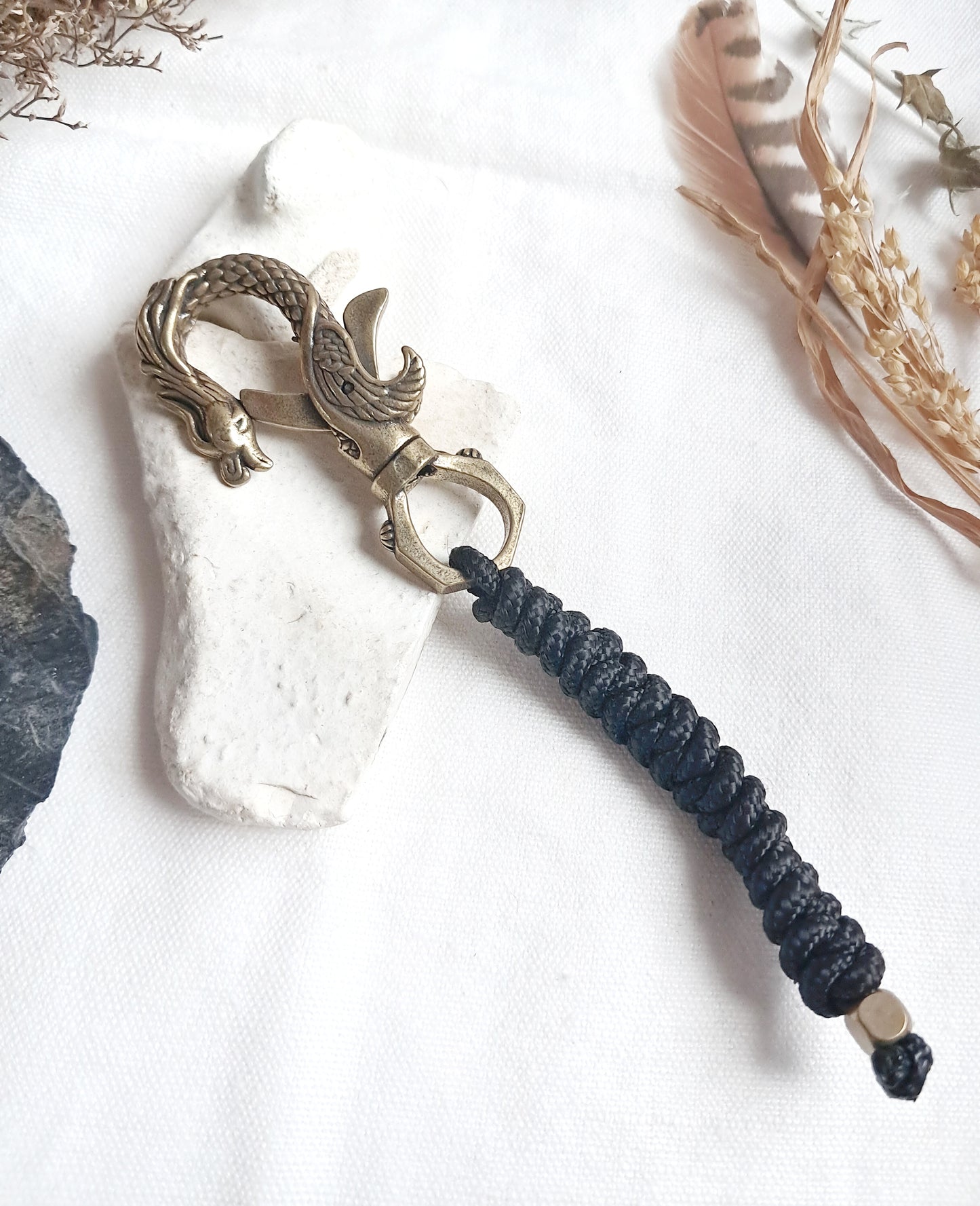 Porte-clés mousqueton phœnix en laiton