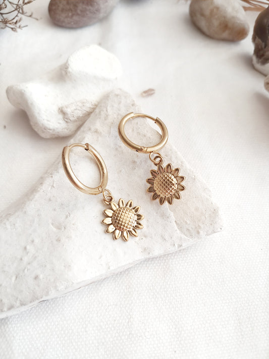 Boucles d'oreilles créoles marguerites