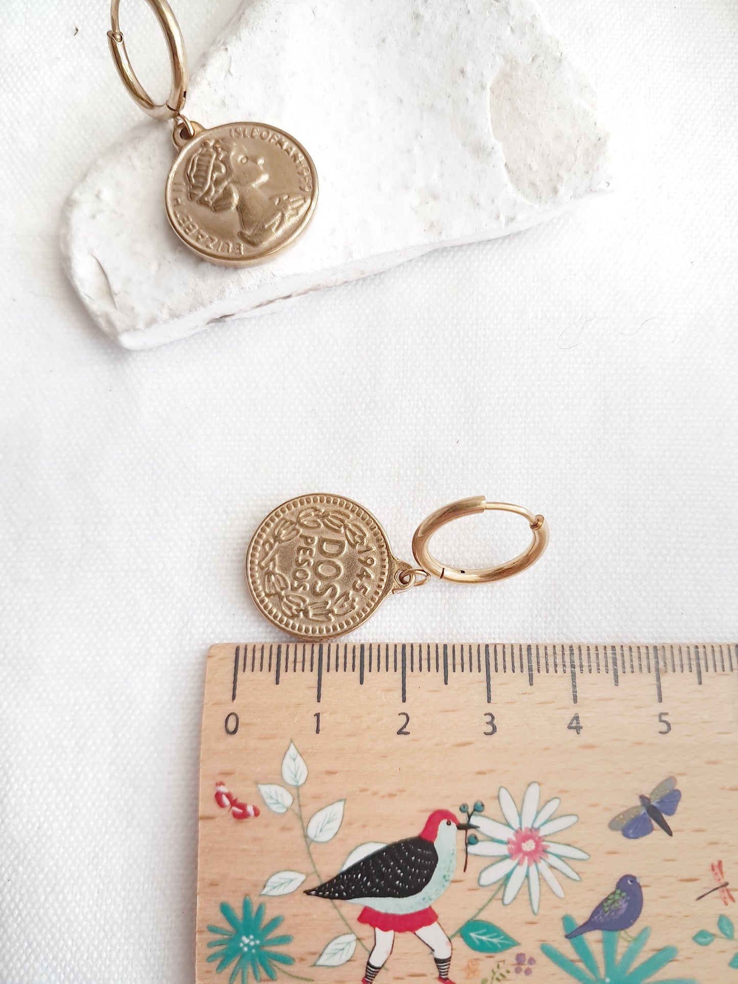 Boucles d'oreilles créoles pièces de monnaie reine Elisabeth