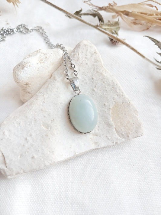 Collier en amazonite et acier inoxydable