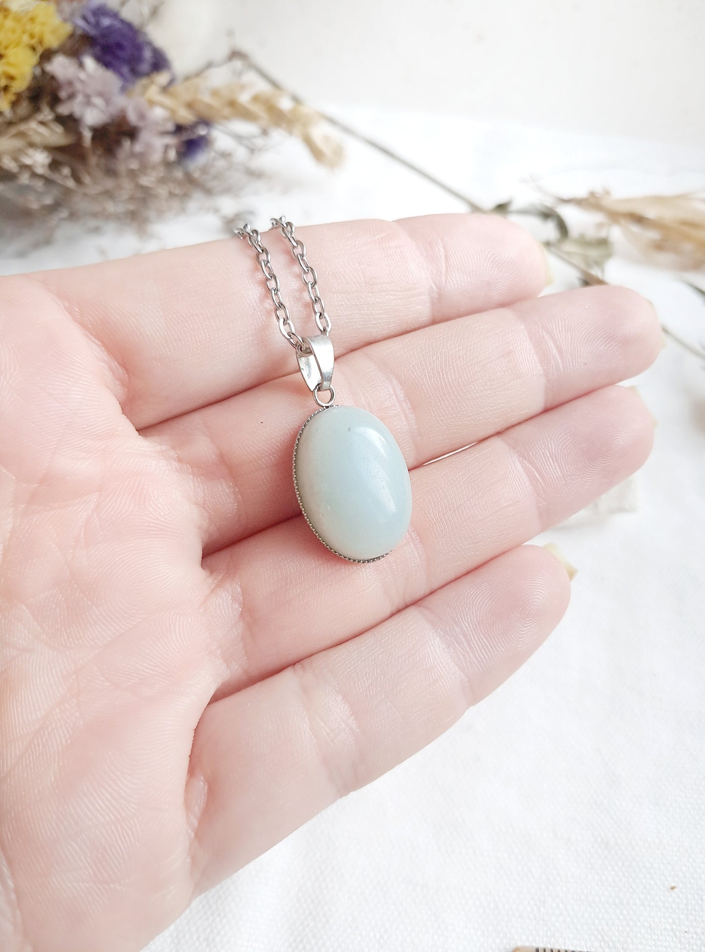Collier en amazonite et acier inoxydable