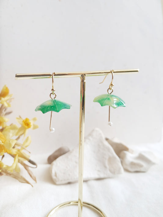 Boucles d'oreilles parapluies verts