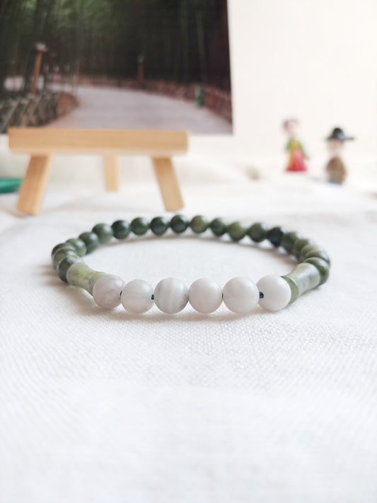 Bracelet Bambou (대나무) en jade et agate