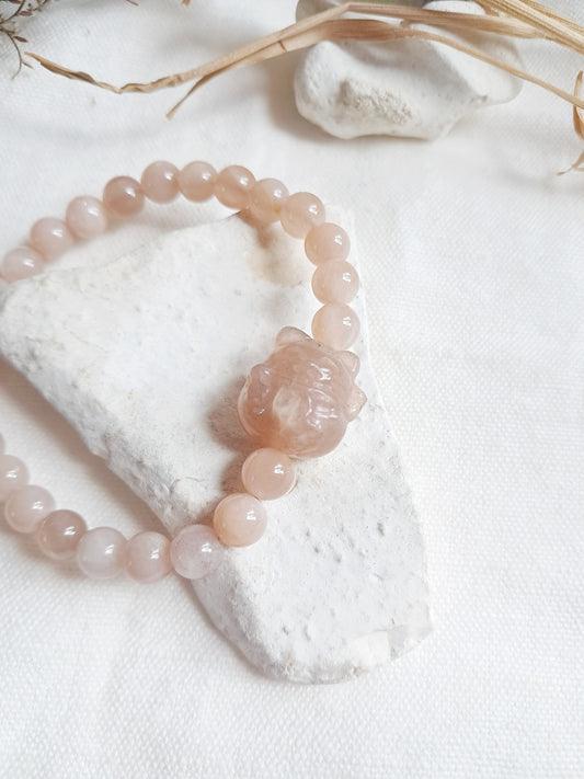 Bracelet chat de la chance en pierre du soleil