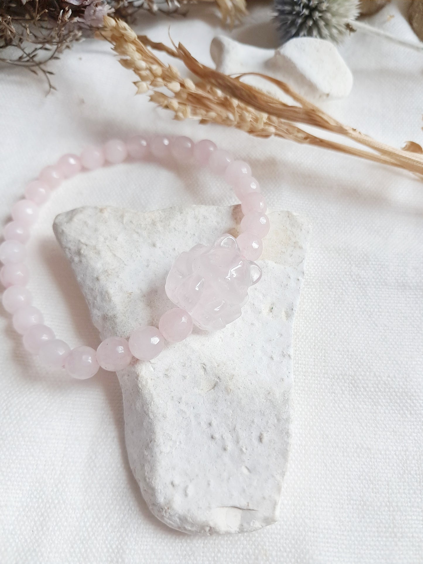 Bracelet renard à neuf queues en quartz rose