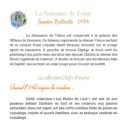 Cartel explicatif "La naissance de Vénus"