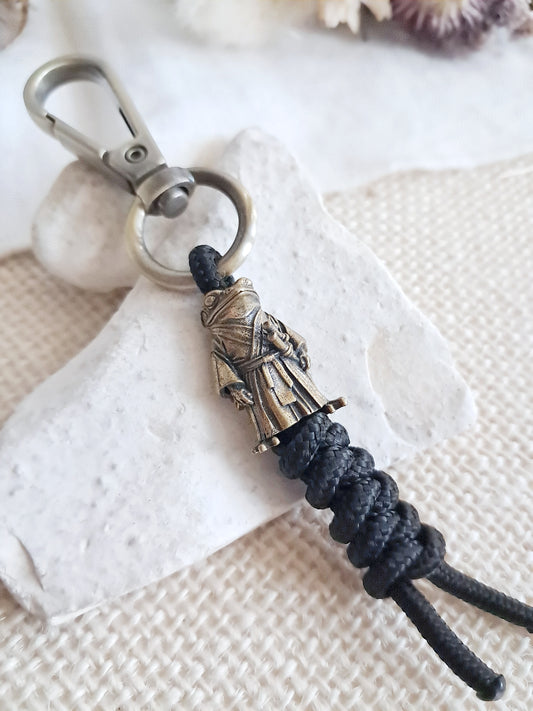 Porte-clés grenouille samouraï en laiton