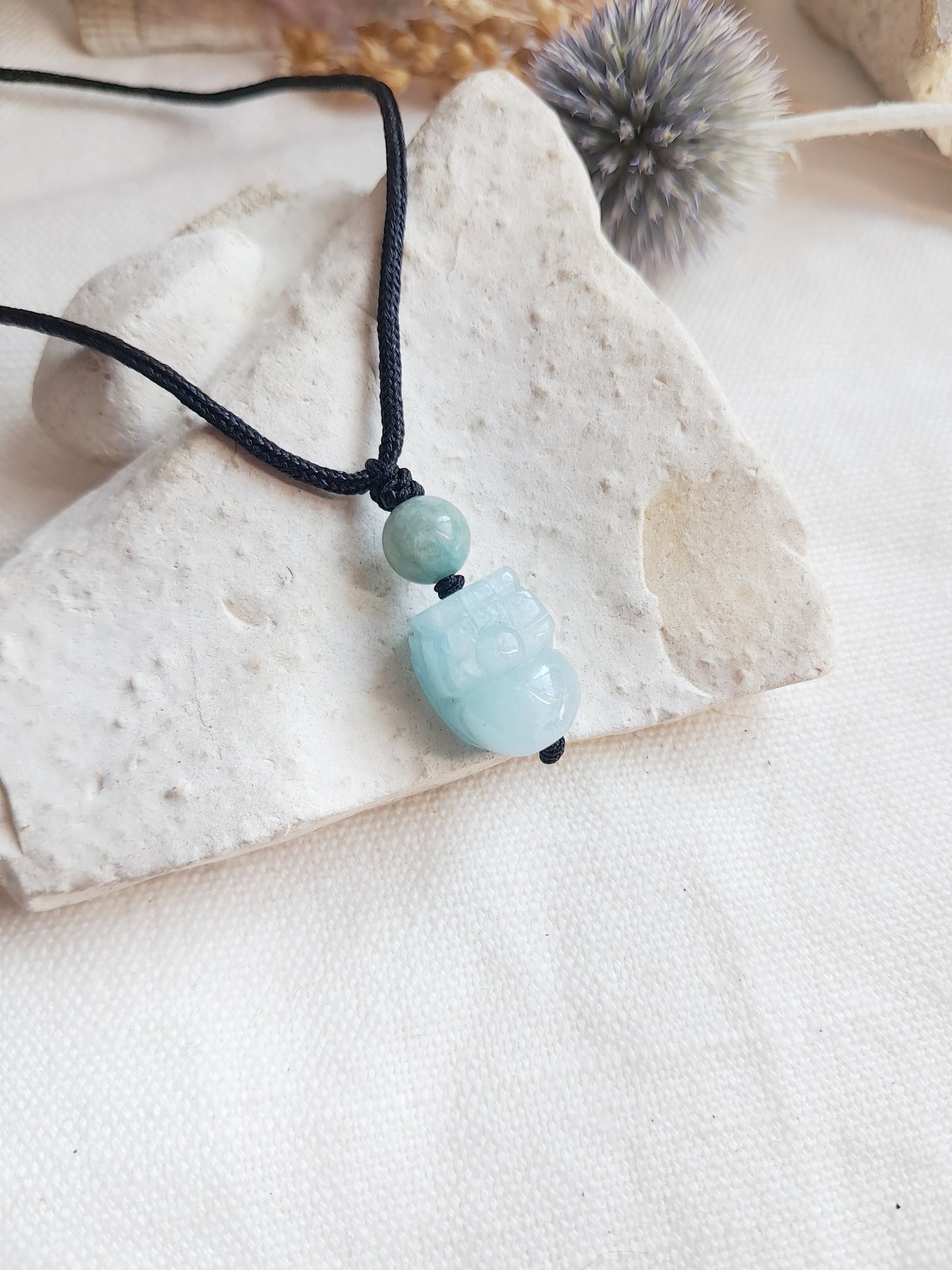 Collier pixiu en aigue-marine