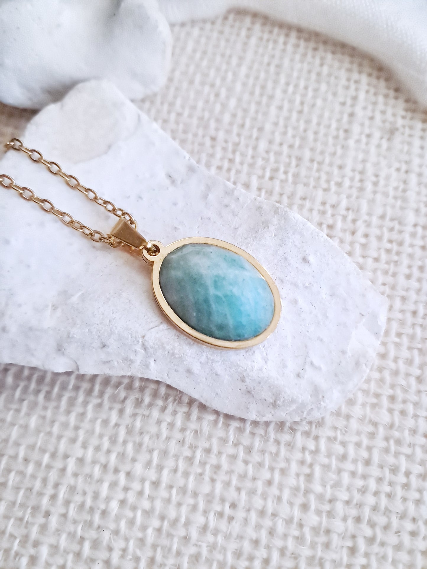 Collier en amazonite et acier inoxydable