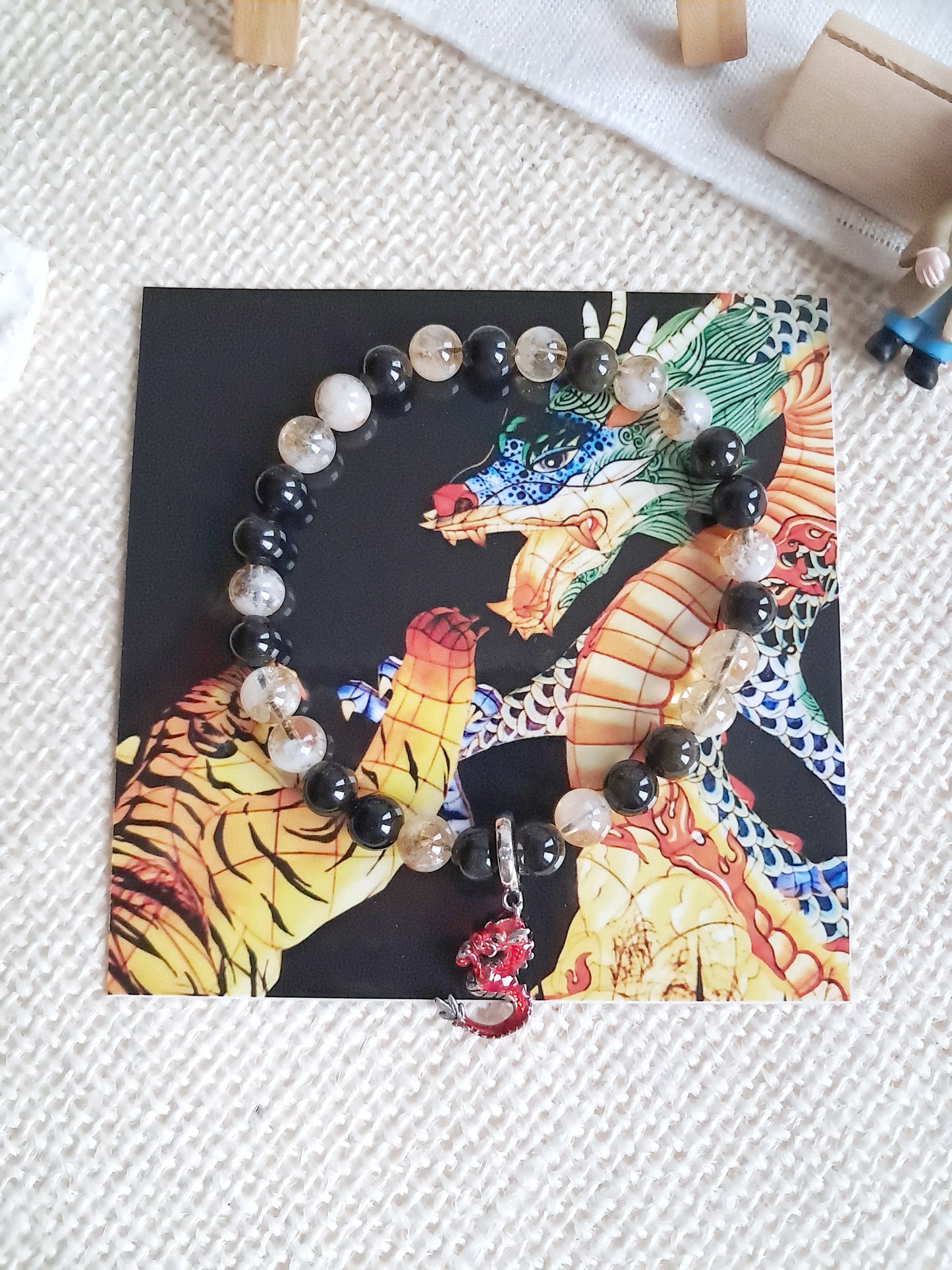 Bracelet dragon avec sa breloque en argent 925