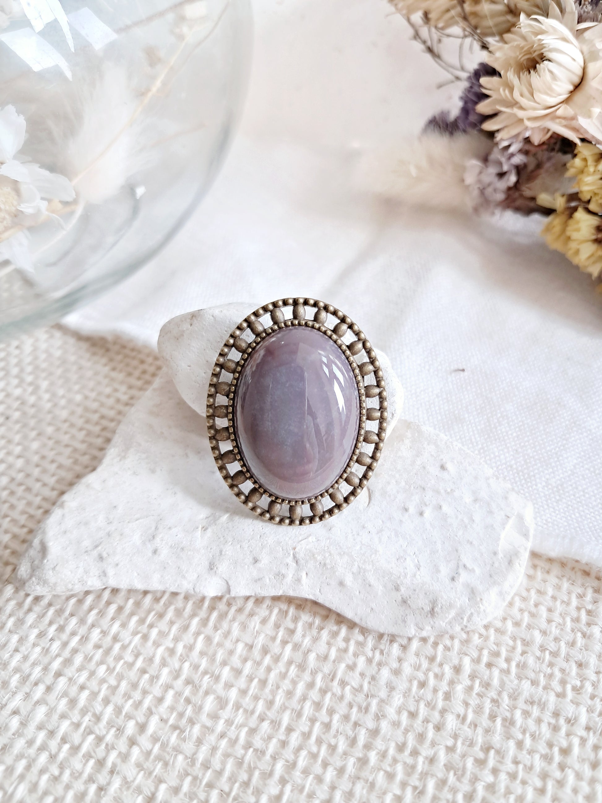 Broche ovale en agate indienne