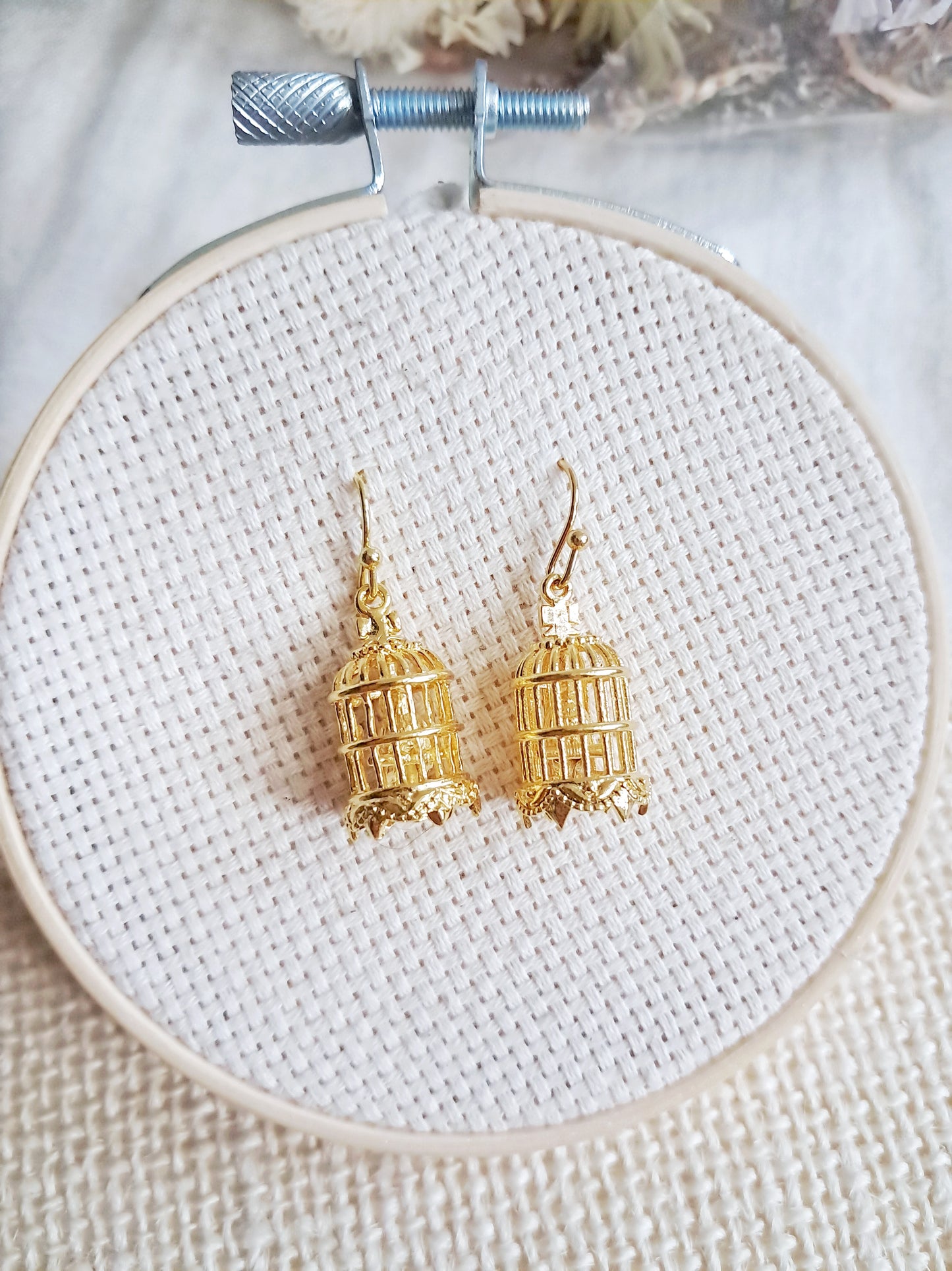 Boucles d'oreilles oiseau en cage