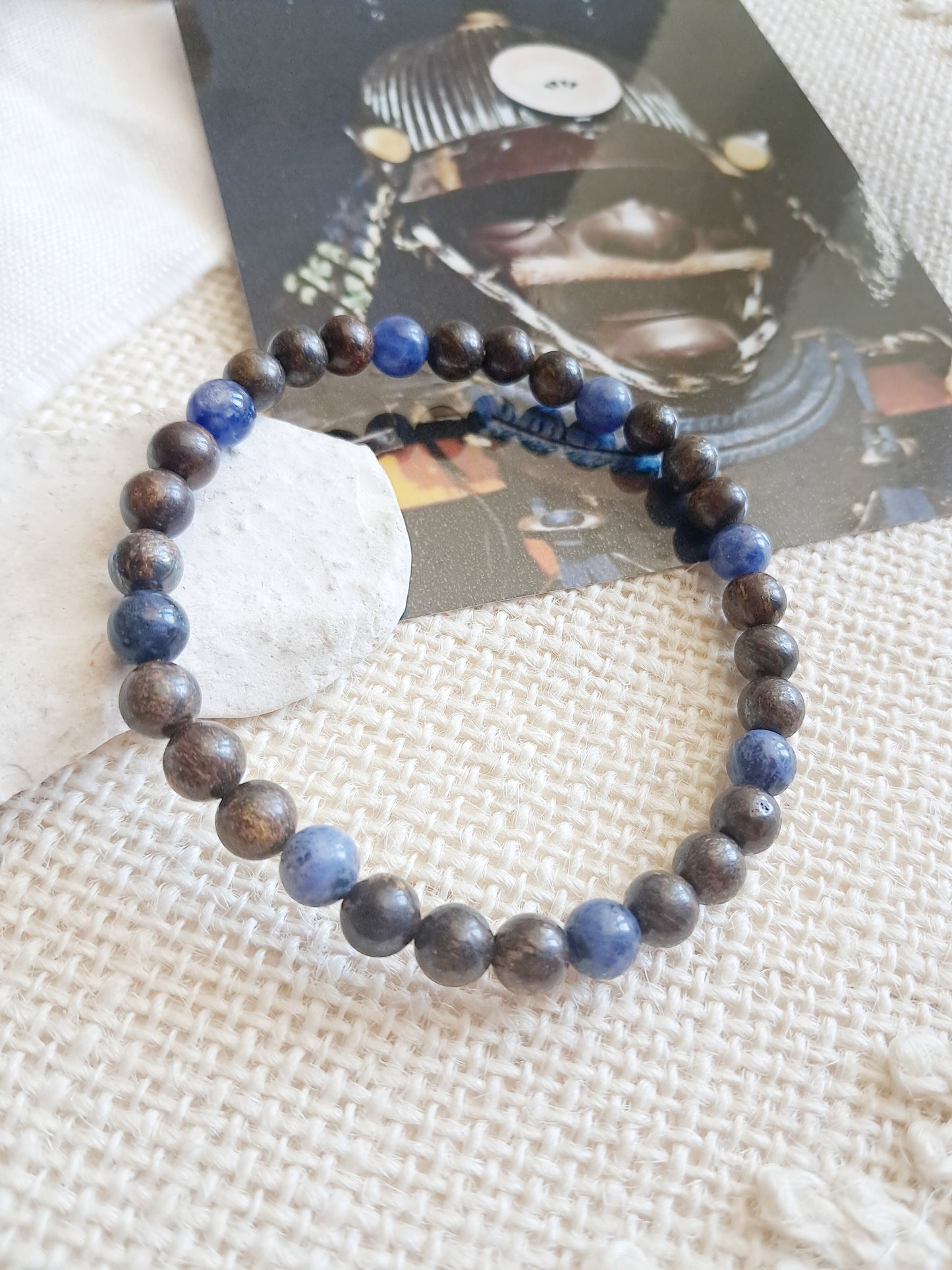 Bracelet inspiré d'un casque de Samouraï bronzite et sodalite