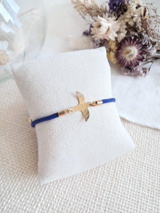 Bracelet oiseau bleu inspiré de Matisse en laiton
