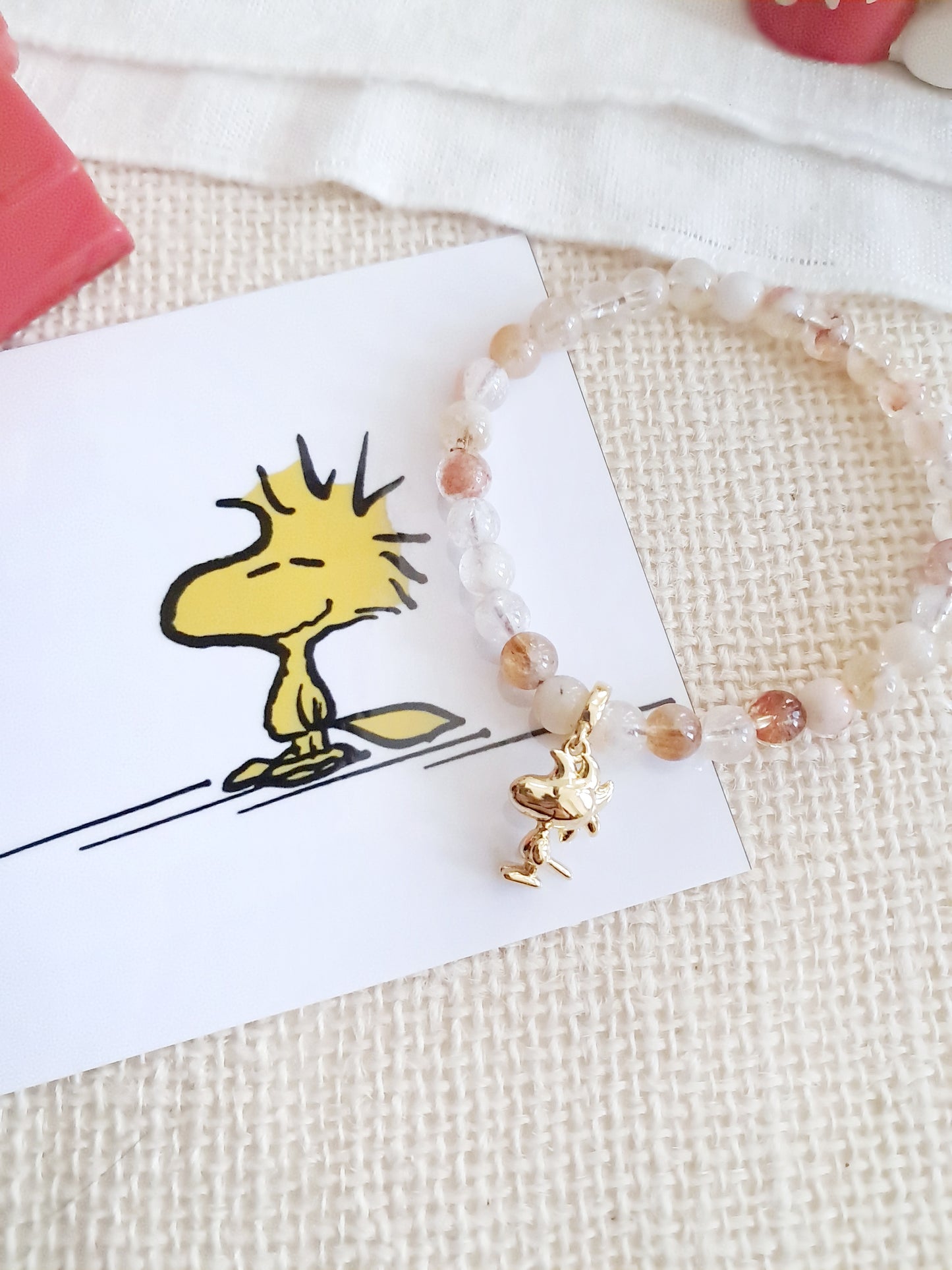 Bracelet Woodstock Snoopy avec sa breloque en argent 925