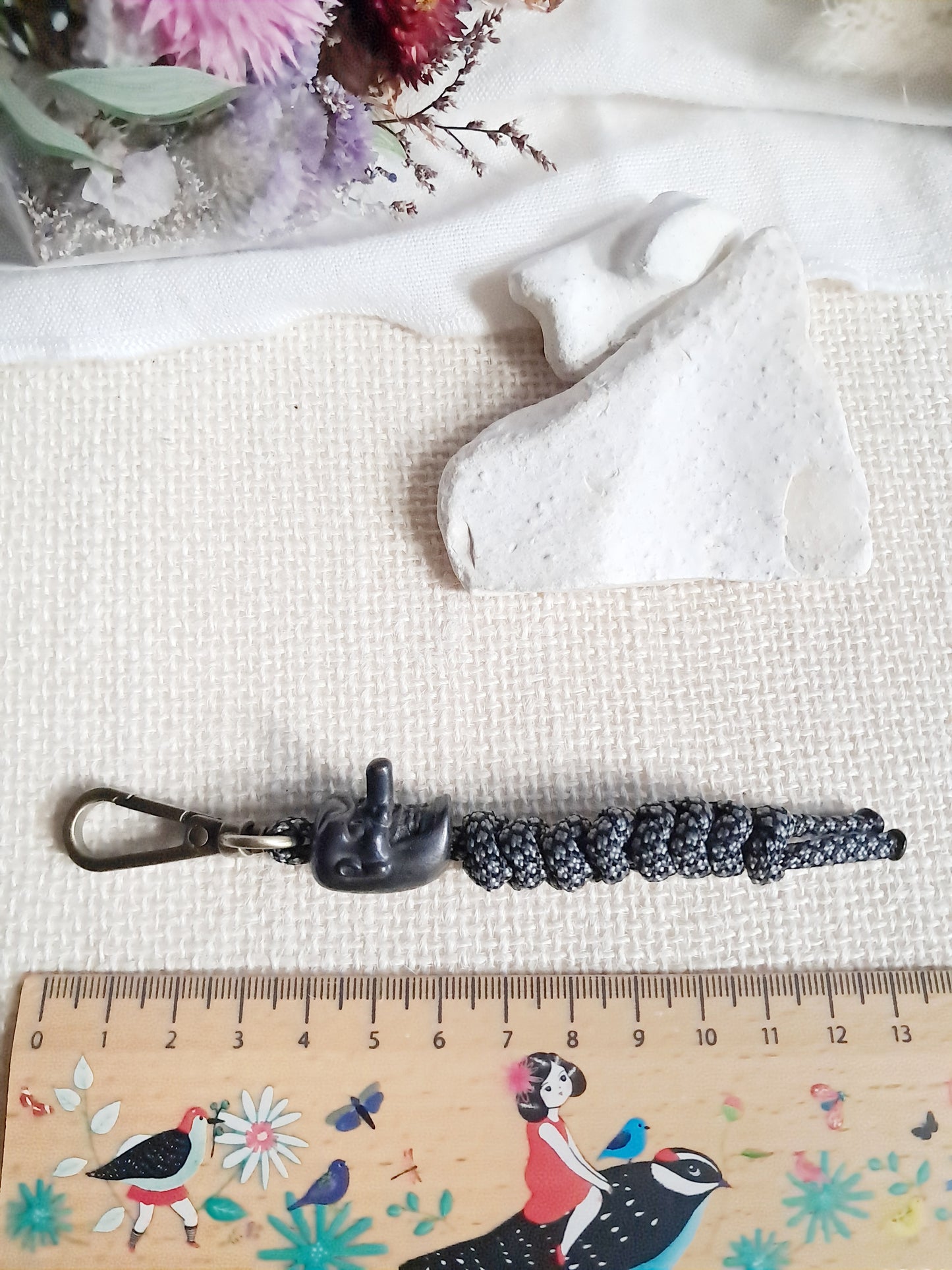 Porte-clés masque Tengu japonais en laiton